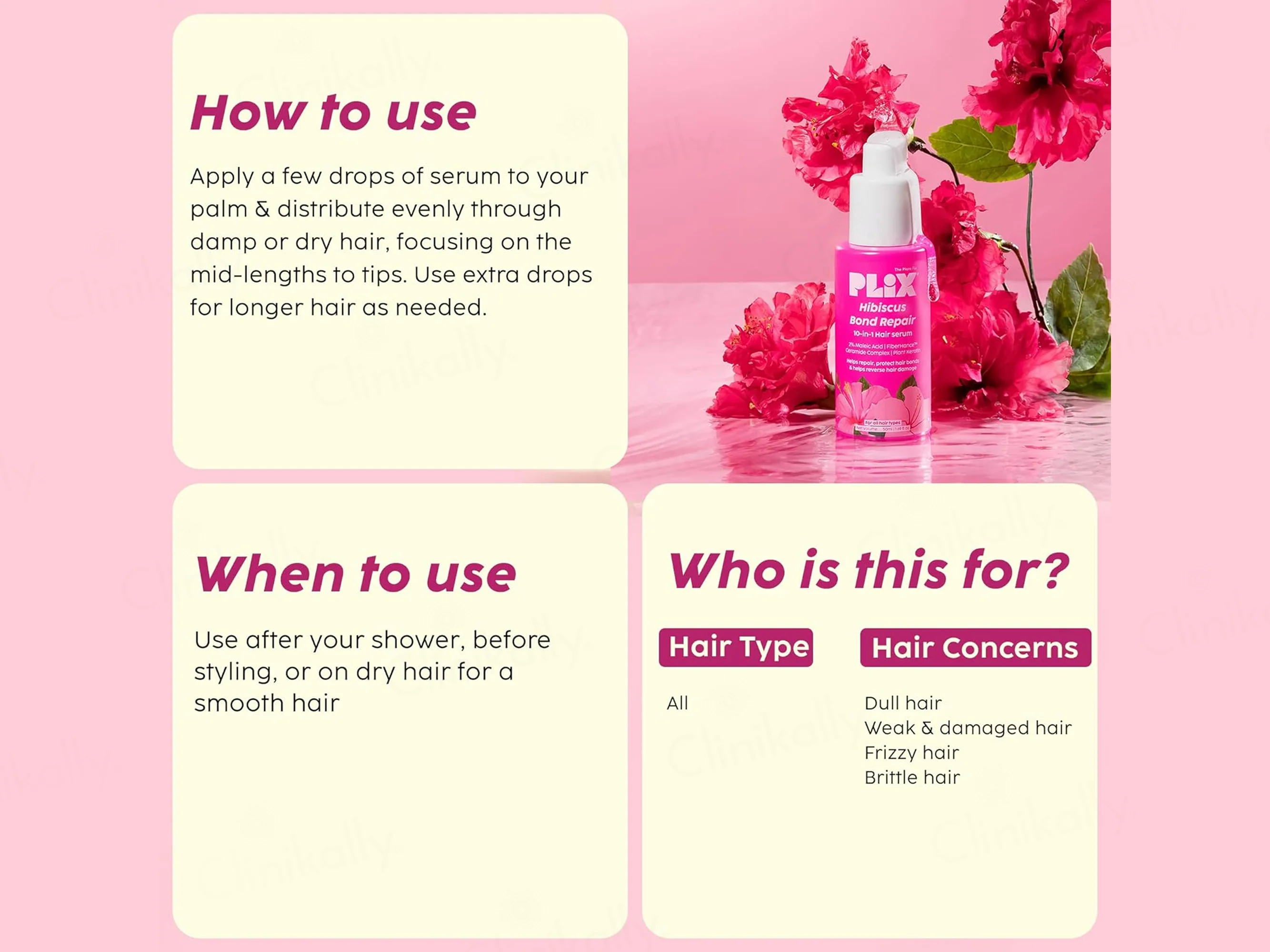 Plix Hibiscus Bond Repair 10 in 1 Hair Serum - Image 7