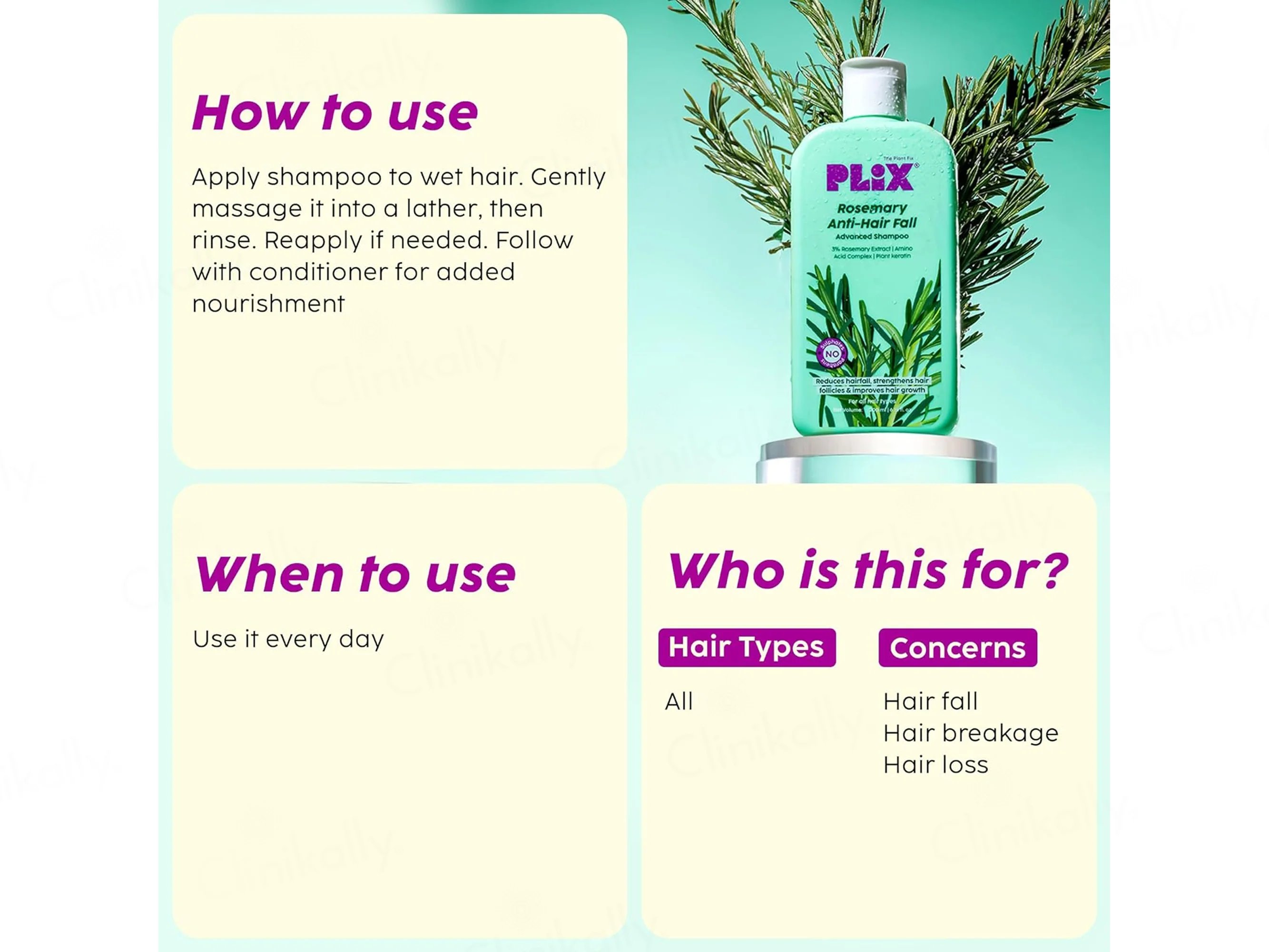 Plix Rosemary Anti-Hair Fall Advancved Shampoo - Image 7