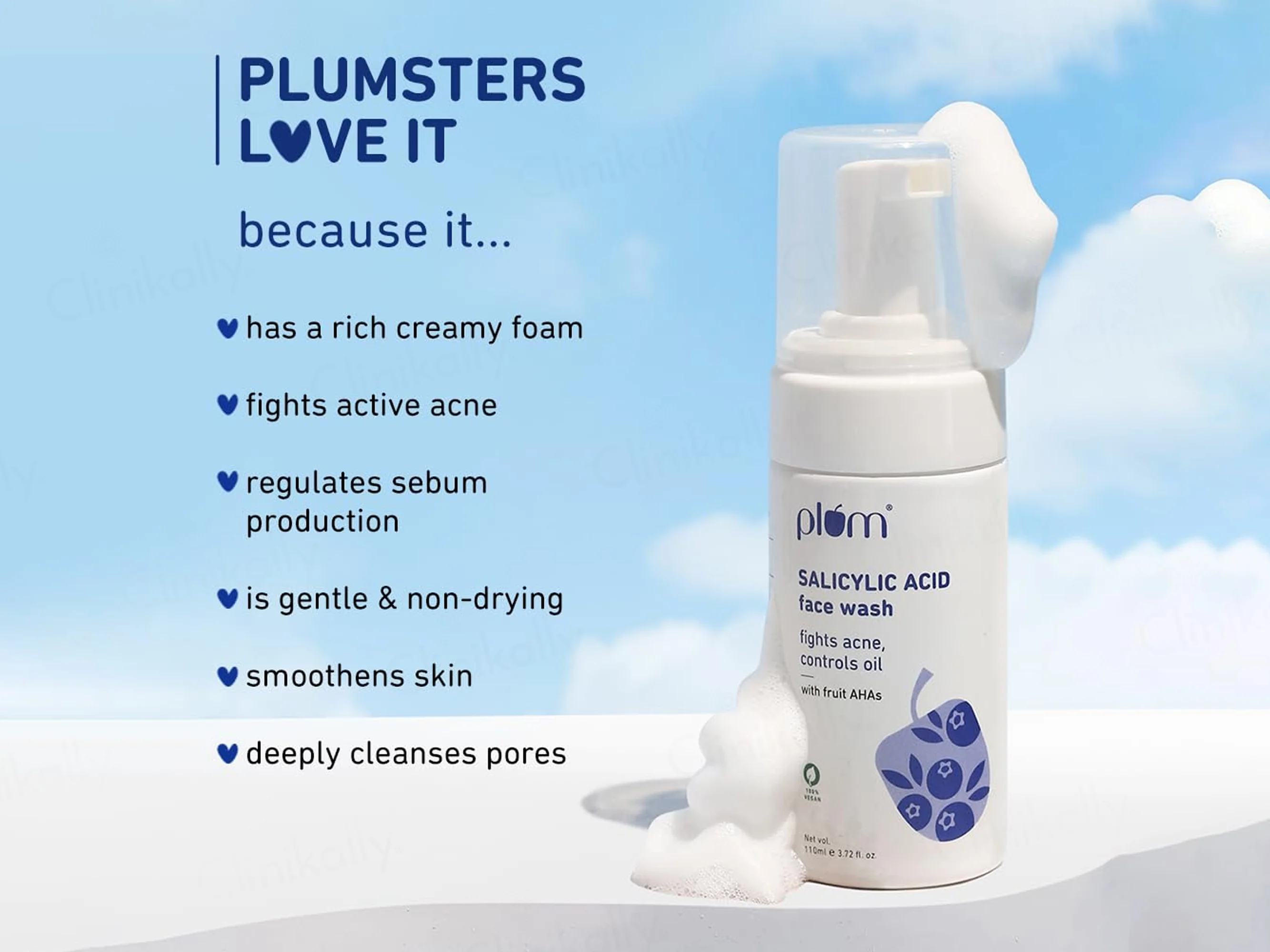 Plum 1% Salicylic Acid Anti Acne Foaming Face Wash With Fruit AHAs - Image 3