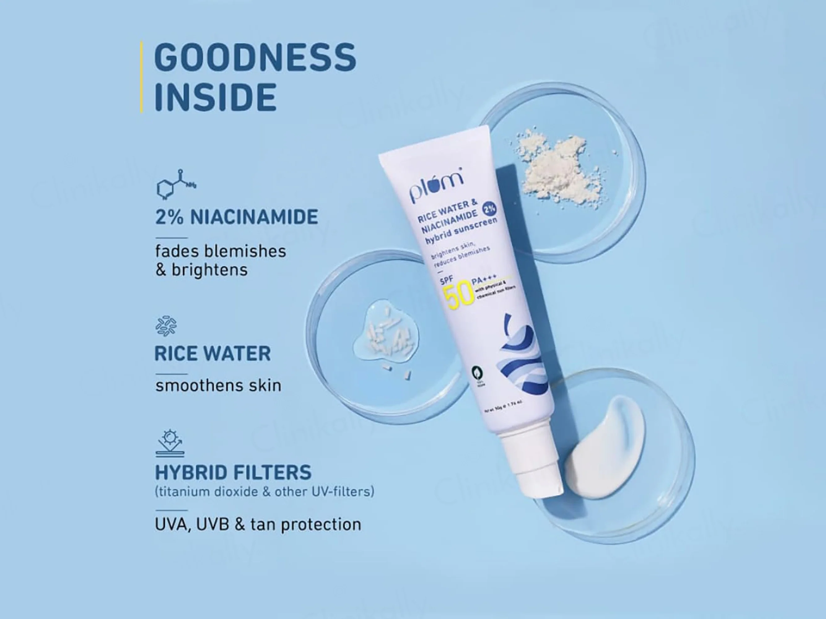 Plum 2% Niacinamide Hybrid Sunscreen With Rice Water SPF 50 PA++++ - Image 5