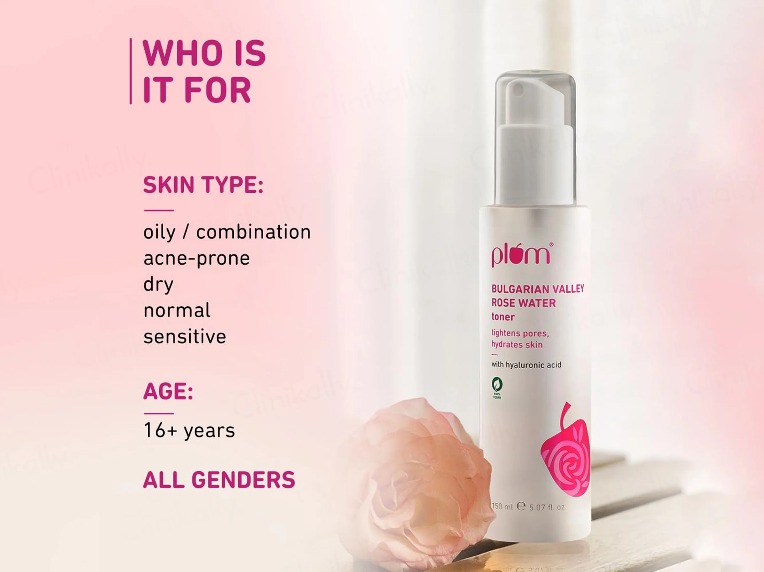 Plum Bulgarian Valley Rose Water Face Toner With Hyaluronic Acid - Image 3