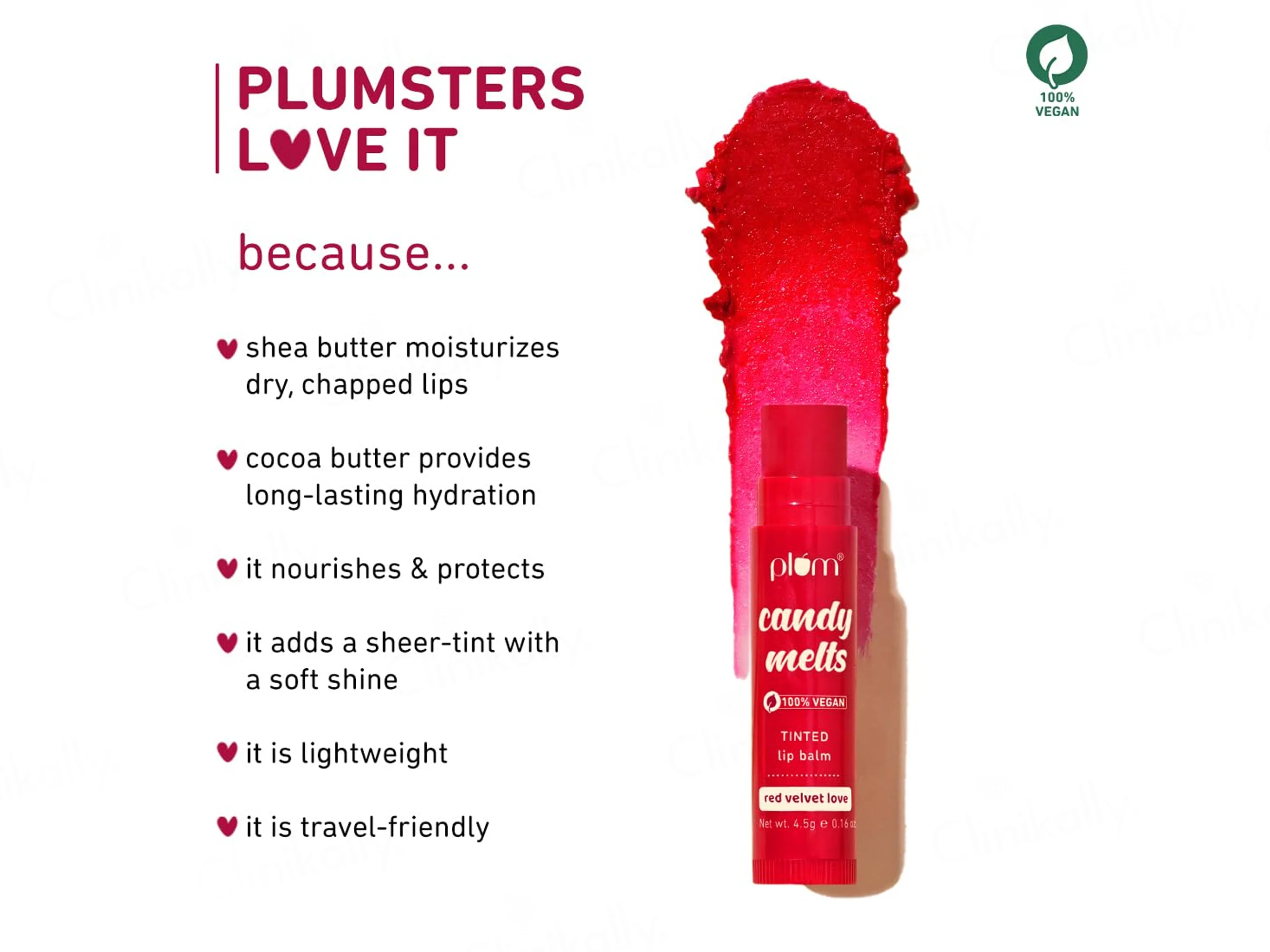 Plum Candy Melts Red Velvet Love Tinted Lip Balm - Image 3