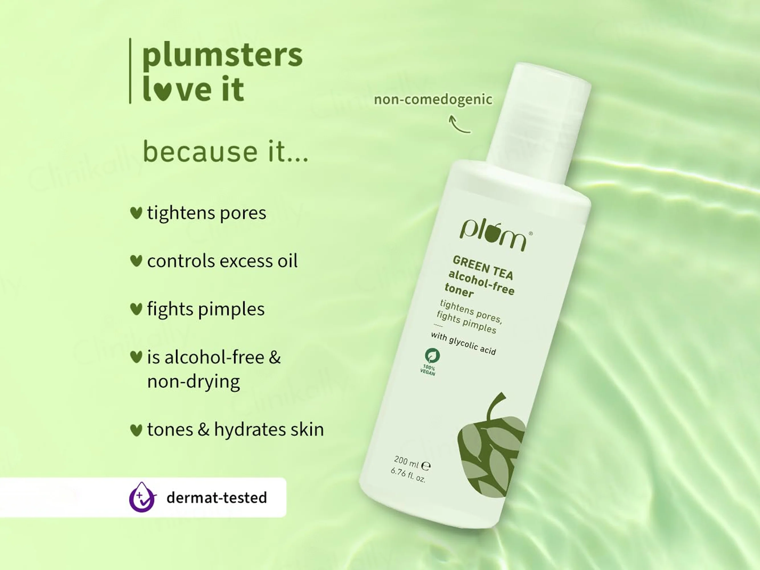 Plum Green Tea Alcohol-Free Face Toner With Glycolic Acid - Image 2