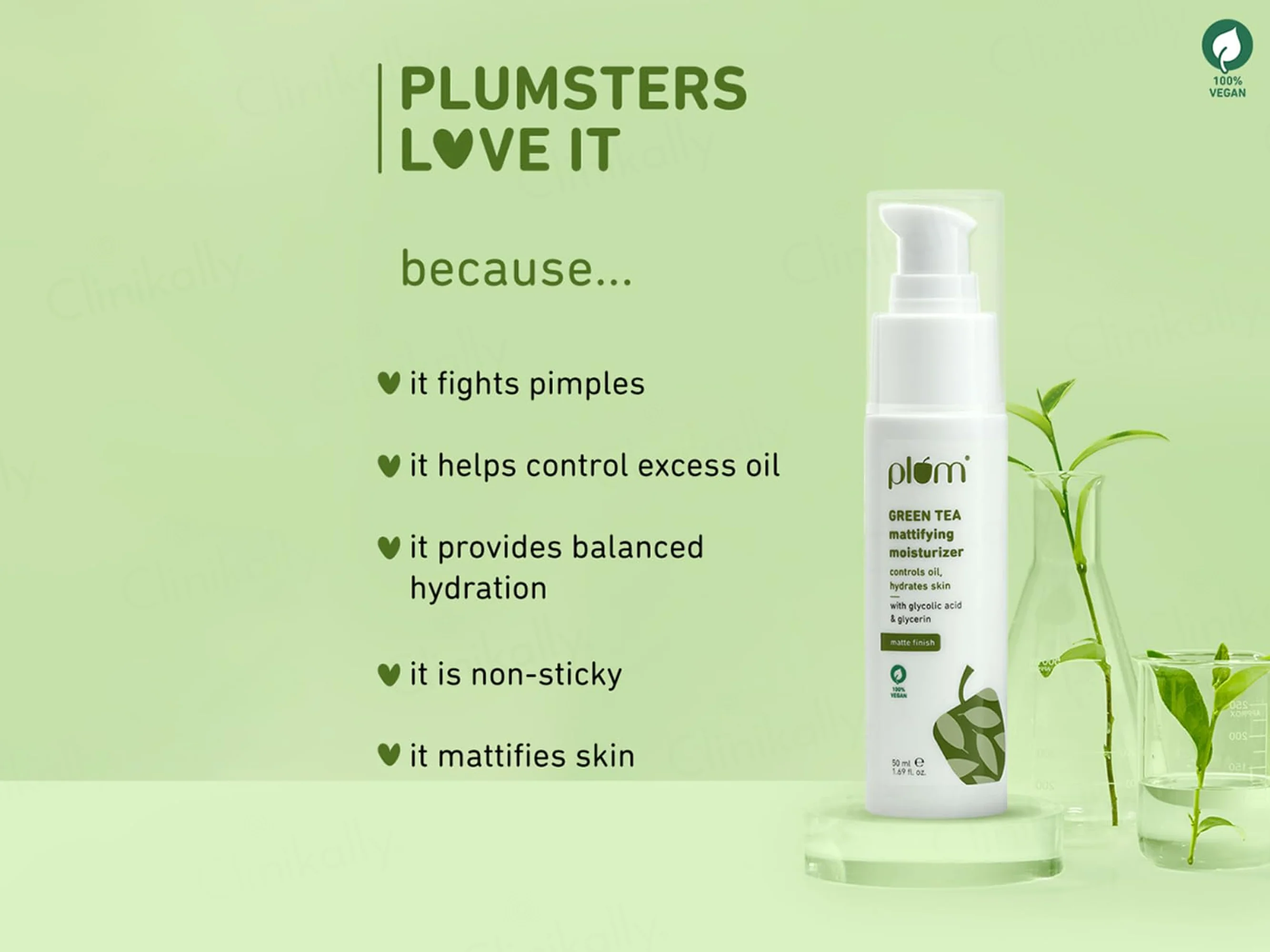 Plum Green Tea Mattifying Moisturizer With Glycolic Acid & Glycerin - Image 2