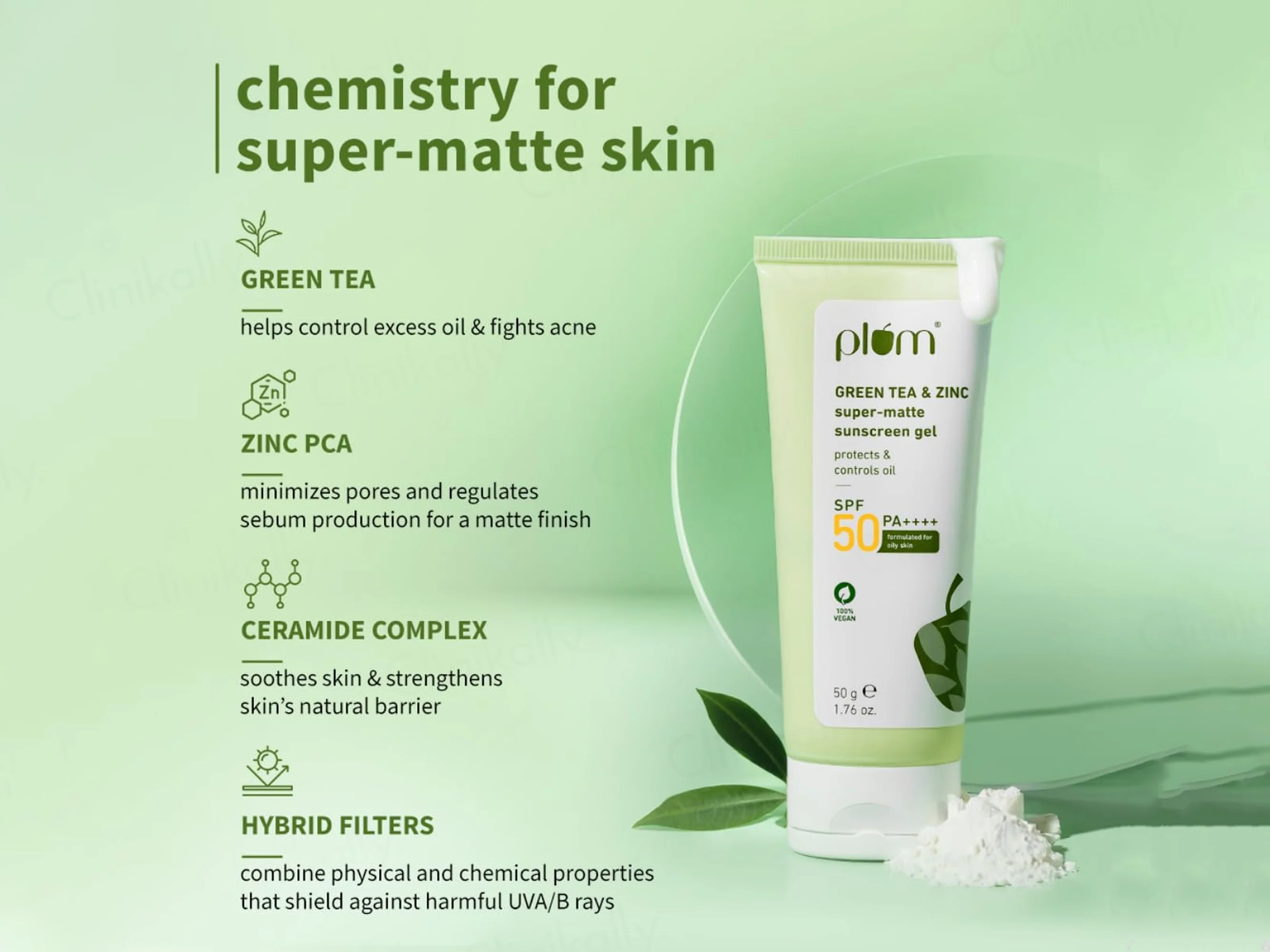 Plum Green Tea & Zinc Super-Matte Sunscreen Gel SPF 50 PA++++ - Image 3