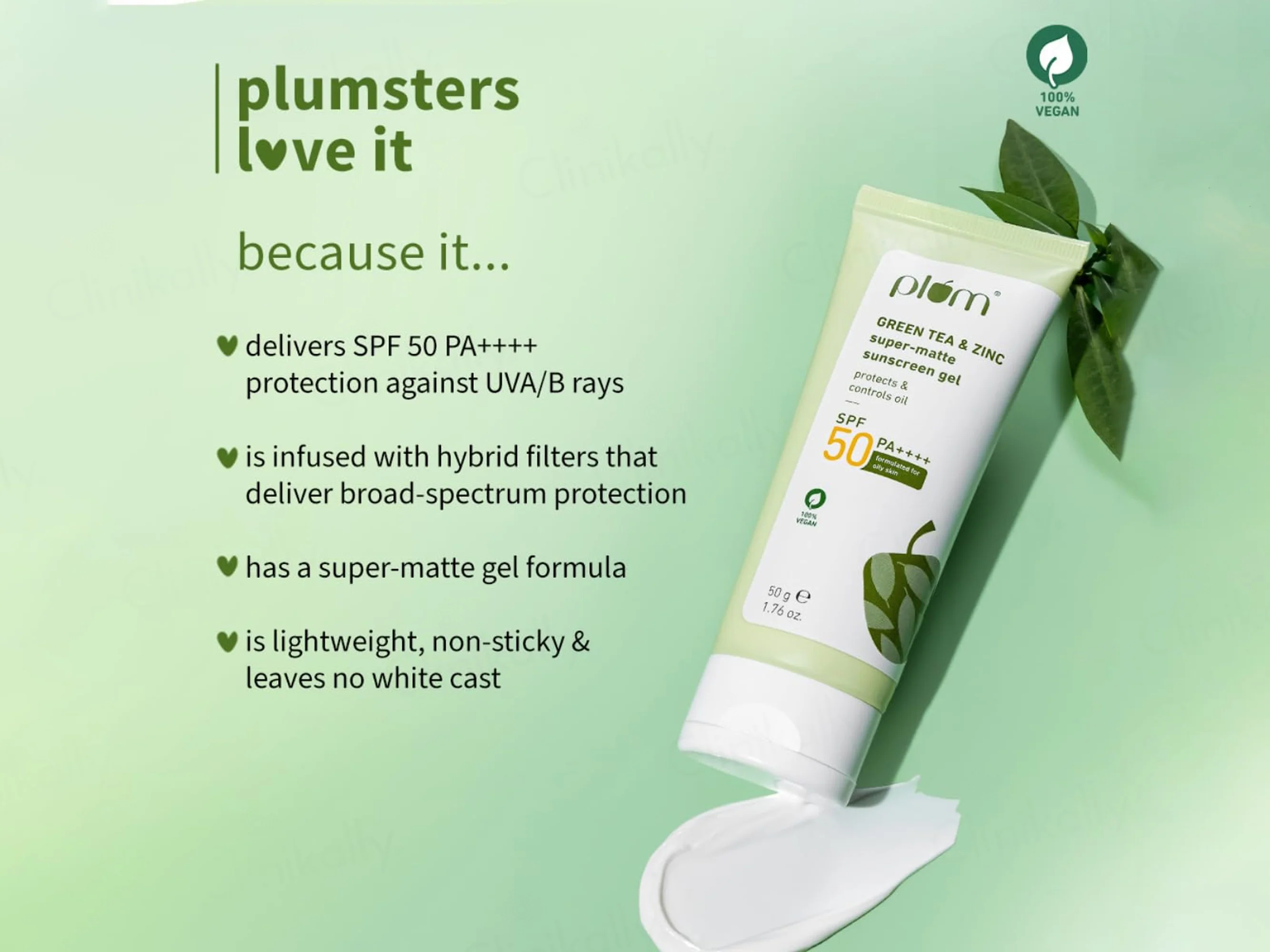 Plum Green Tea & Zinc Super-Matte Sunscreen Gel SPF 50 PA++++ - Image 5