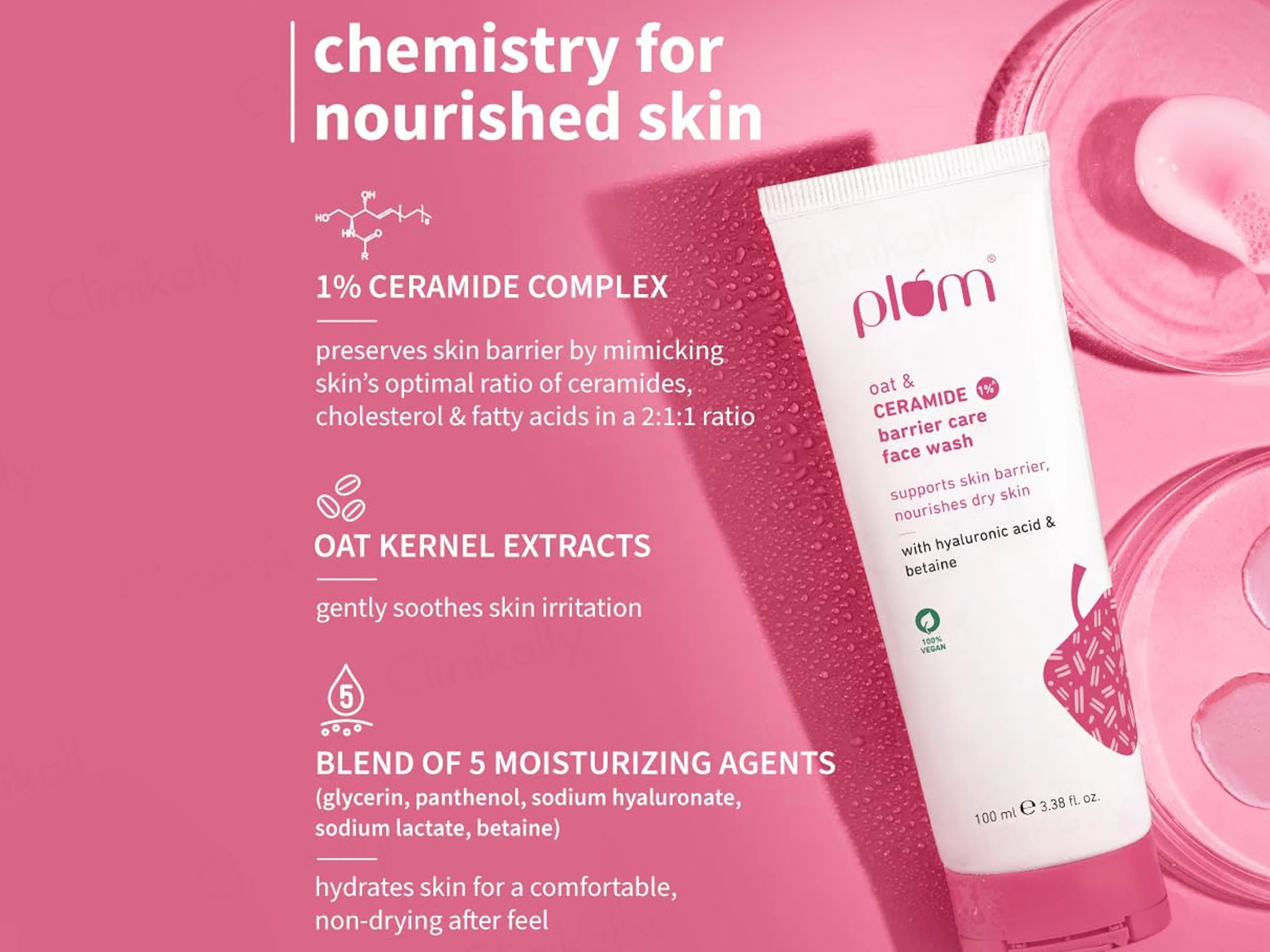 Plum Oat & 1% Ceramide Barrier Care Face Wash With Hyaluronic Acid & Betaine - Image 2