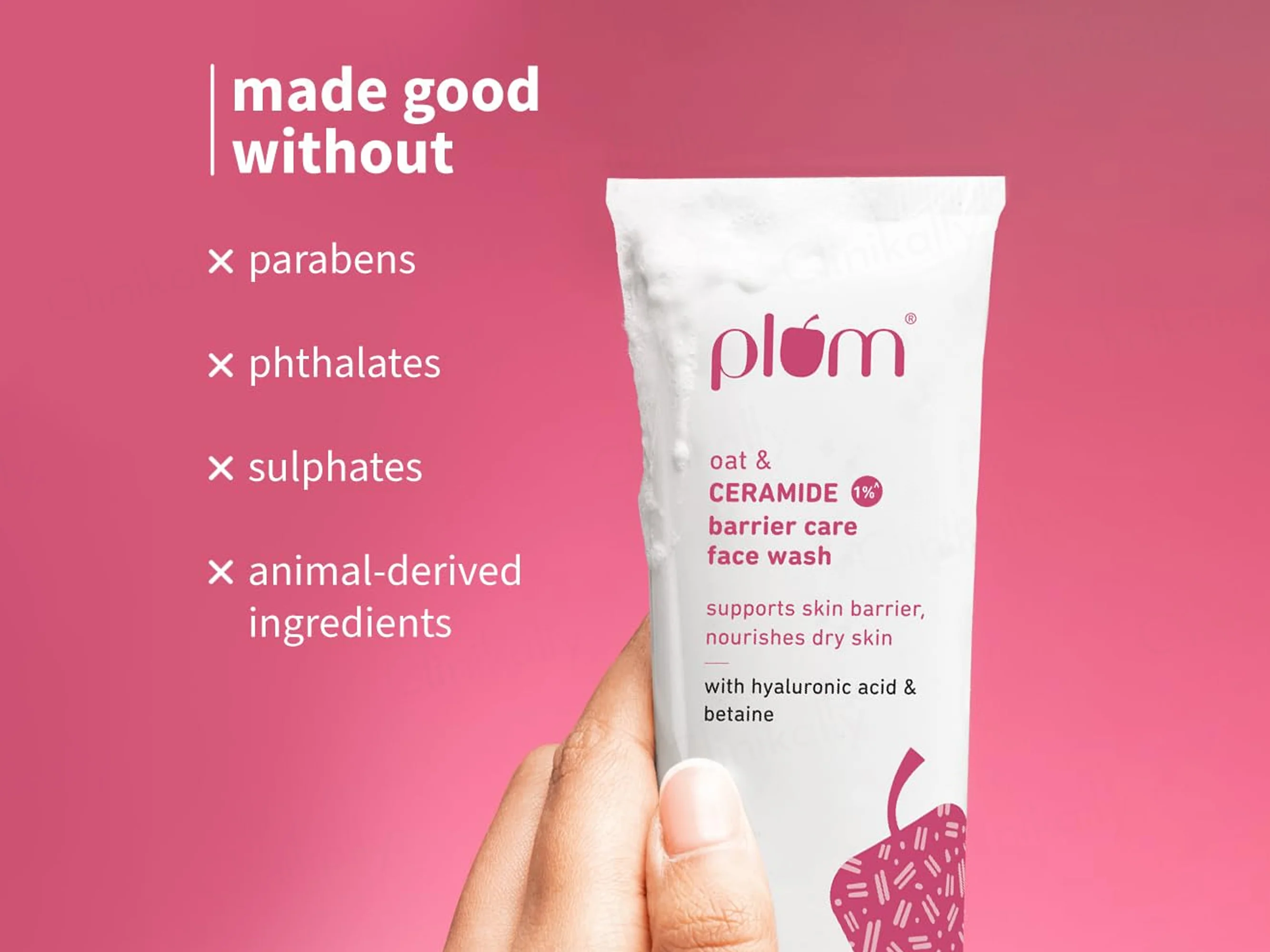 Plum Oat & 1% Ceramide Barrier Care Face Wash With Hyaluronic Acid & Betaine - Image 7