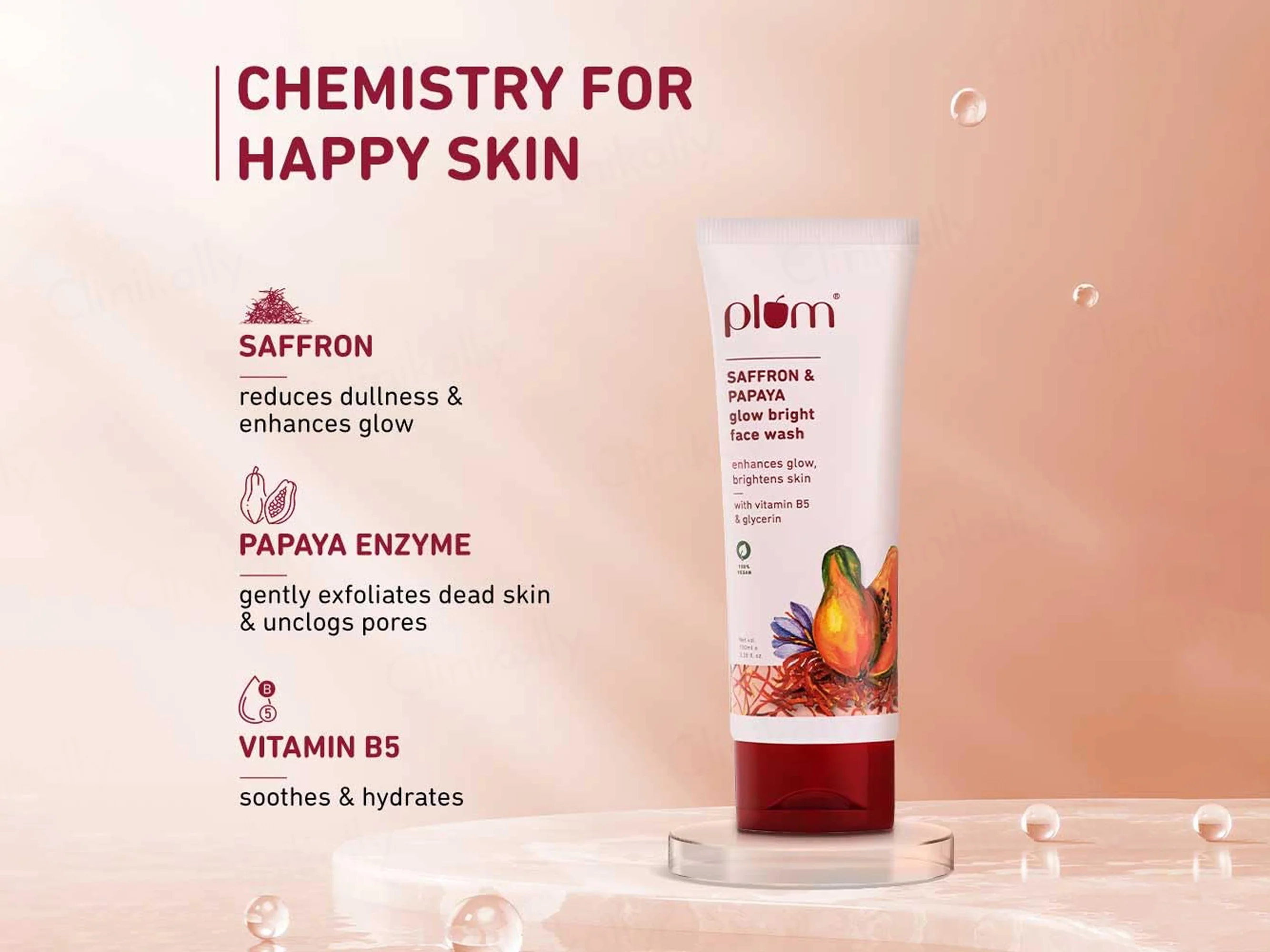 Plum Saffron & Papaya Glow Bright Face Wash With Vitamin B5 & Glycerin - Image 3