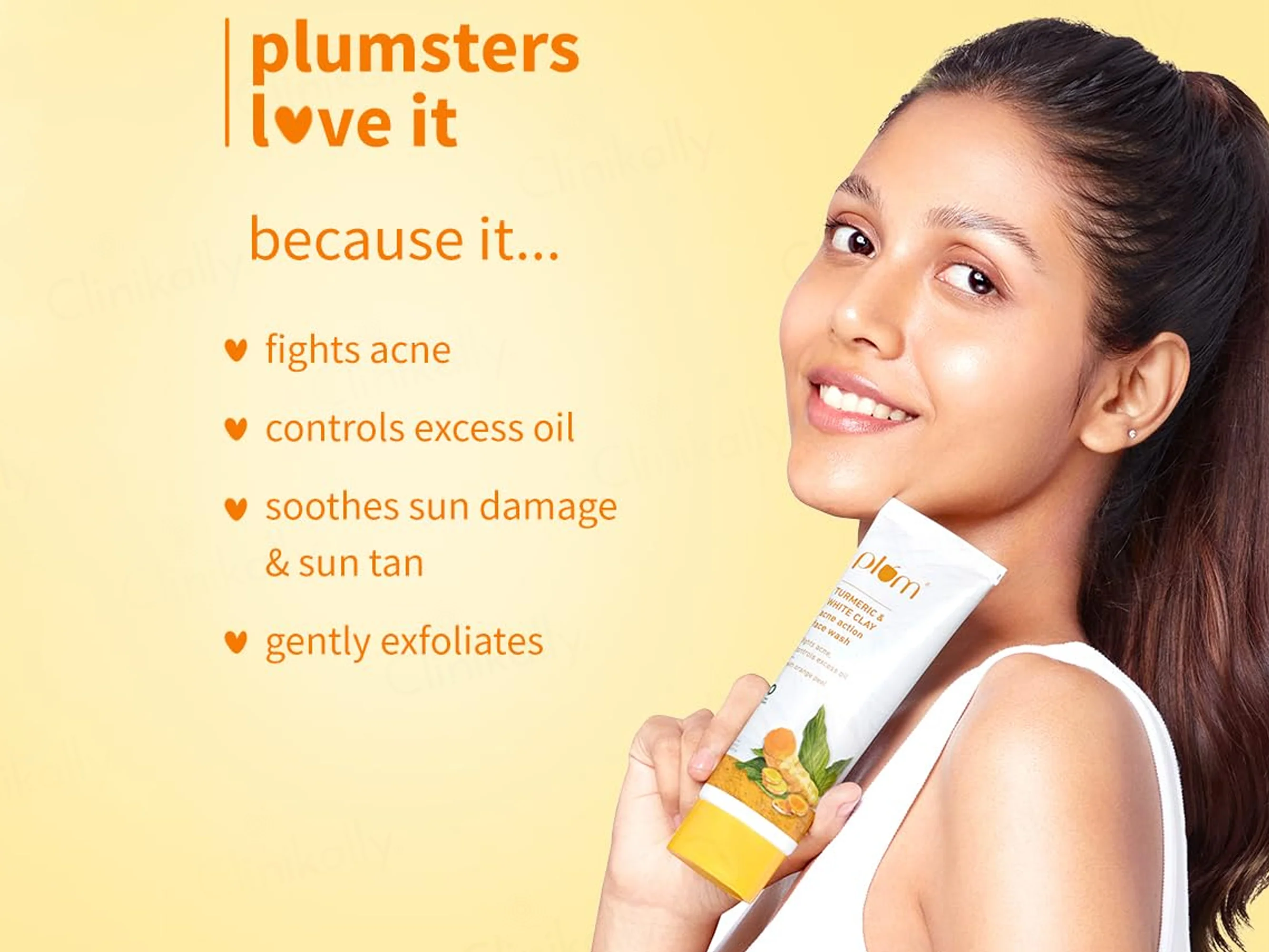 Plum Turmeric & White Clay Acne Action Face Wash With Orange Peel - Image 3