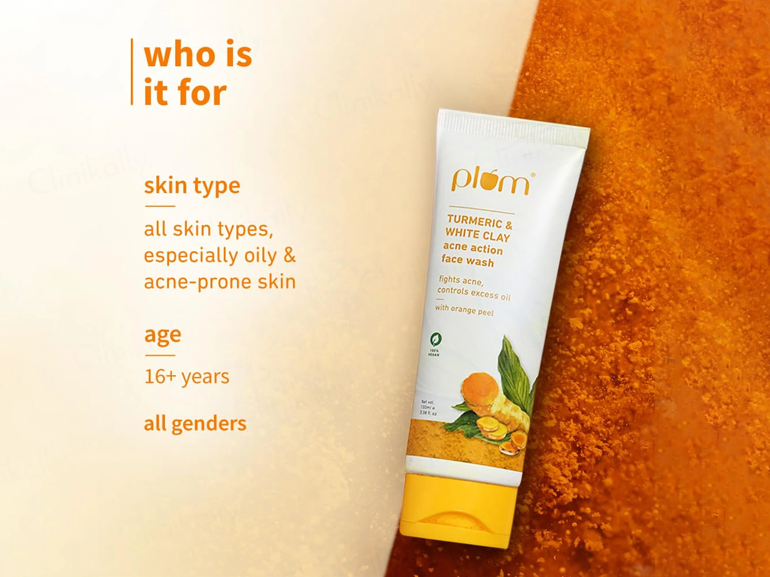 Plum Turmeric & White Clay Acne Action Face Wash With Orange Peel - Image 4