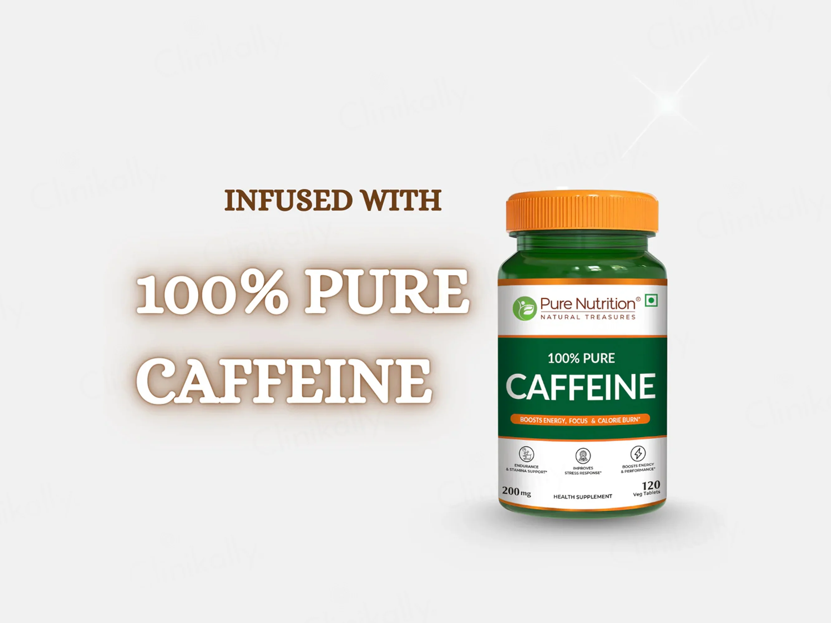 Pure Nutrition 100% Pure Caffeine 200mg Veg Tablet - Image 3