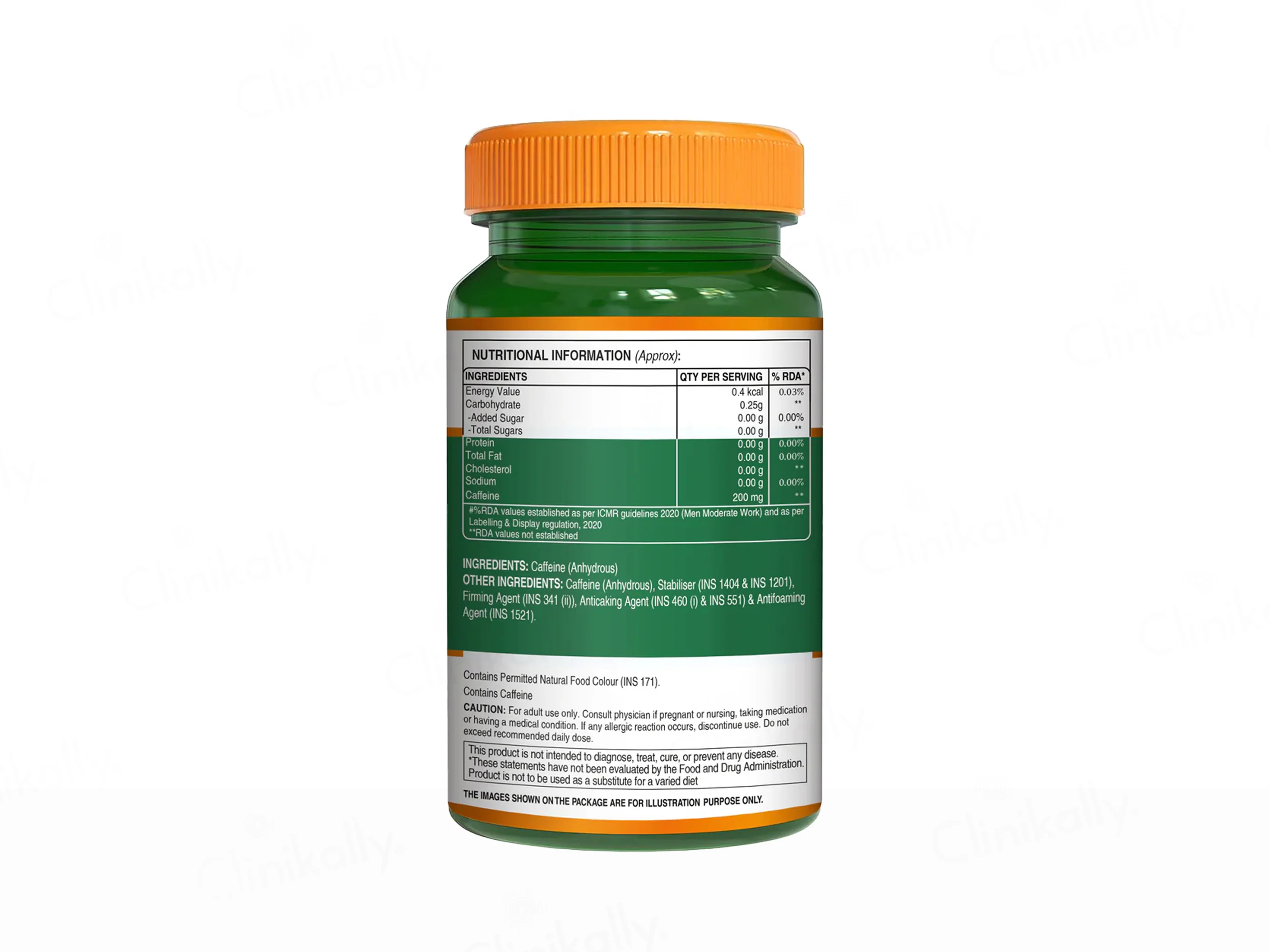 Pure Nutrition 100% Pure Caffeine 200mg Veg Tablet - Image 6