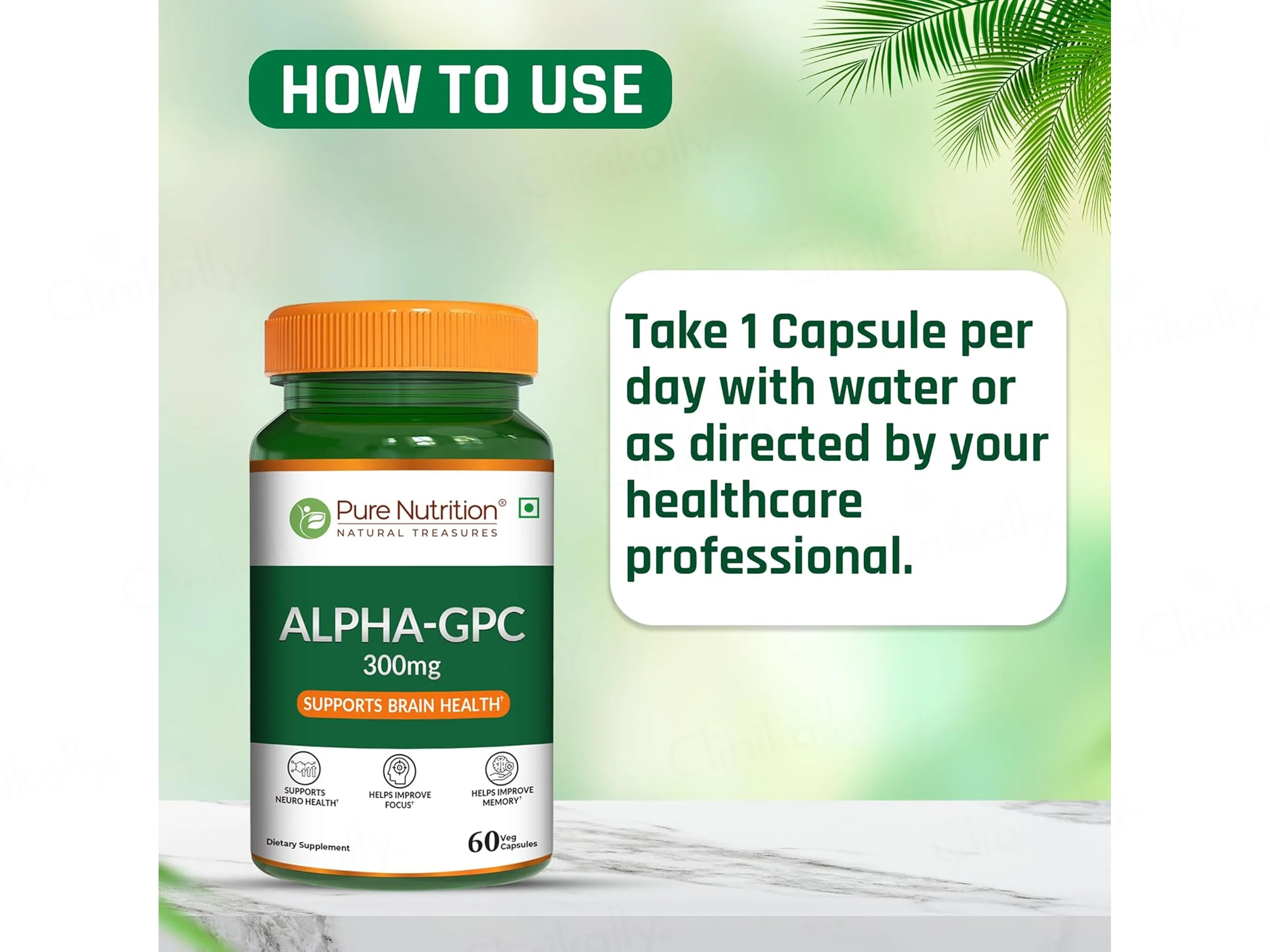 Pure Nutrition Alpha-GPC 300mg Veg Capsule - Image 5