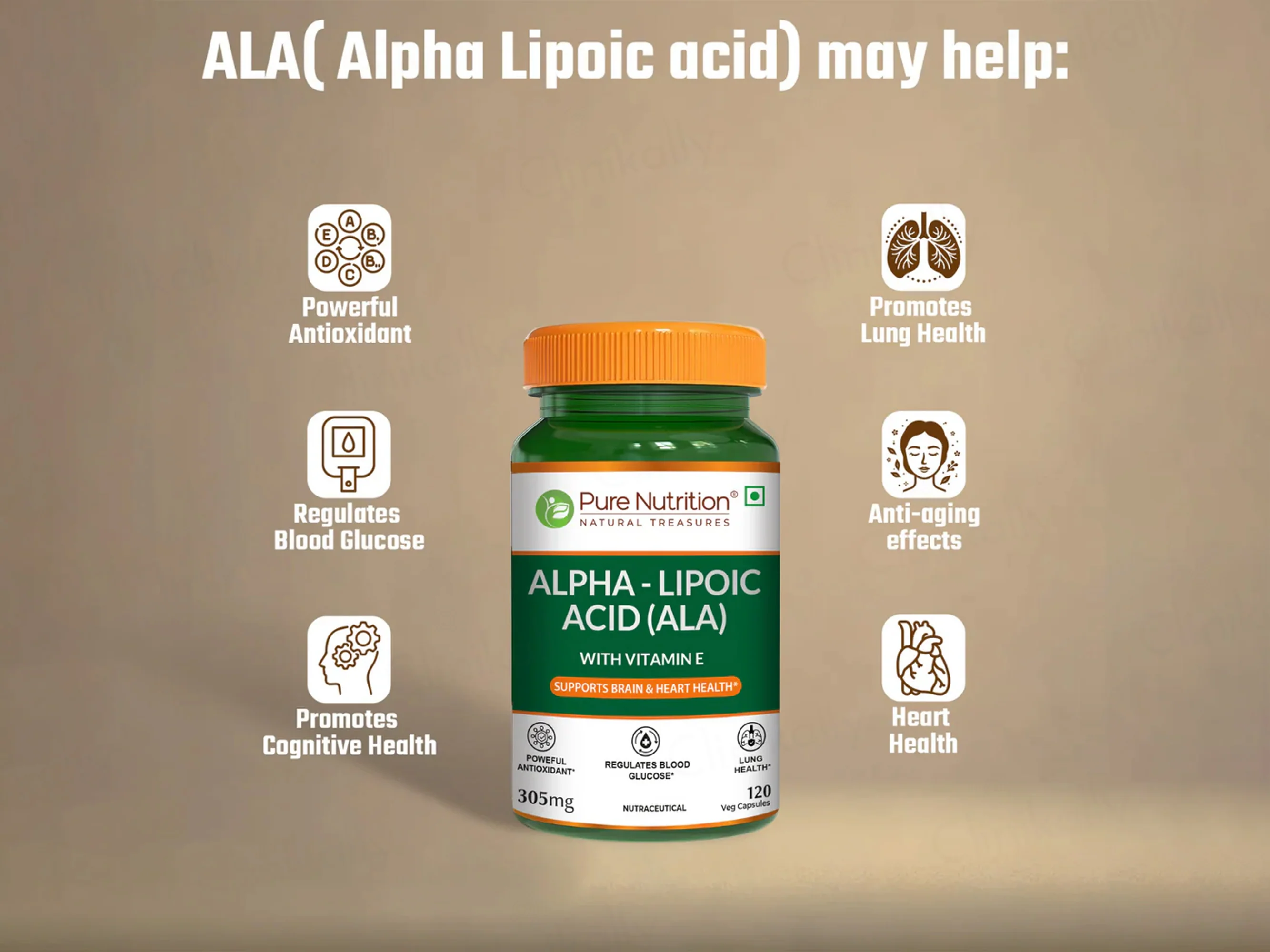 Pure Nutrition Alpha-Lipoic Acid (ALA) 305mg Veg Capsule - Image 2