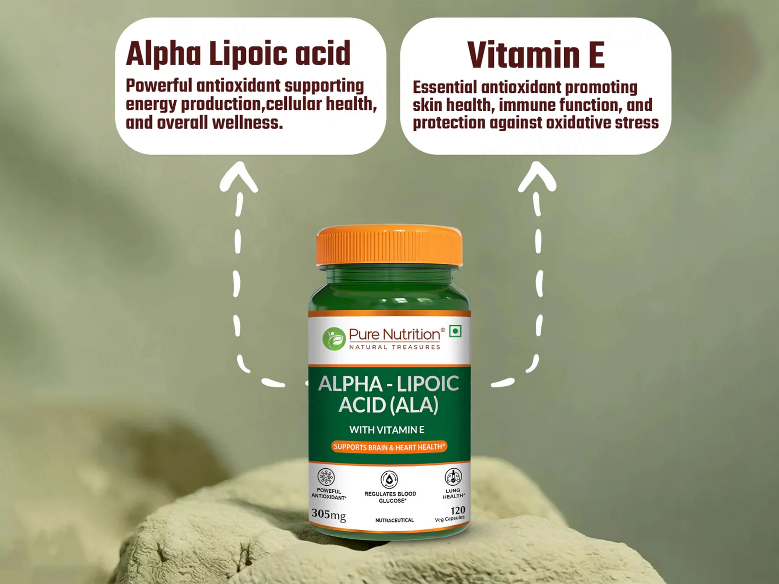 Pure Nutrition Alpha-Lipoic Acid (ALA) 305mg Veg Capsule - Image 3