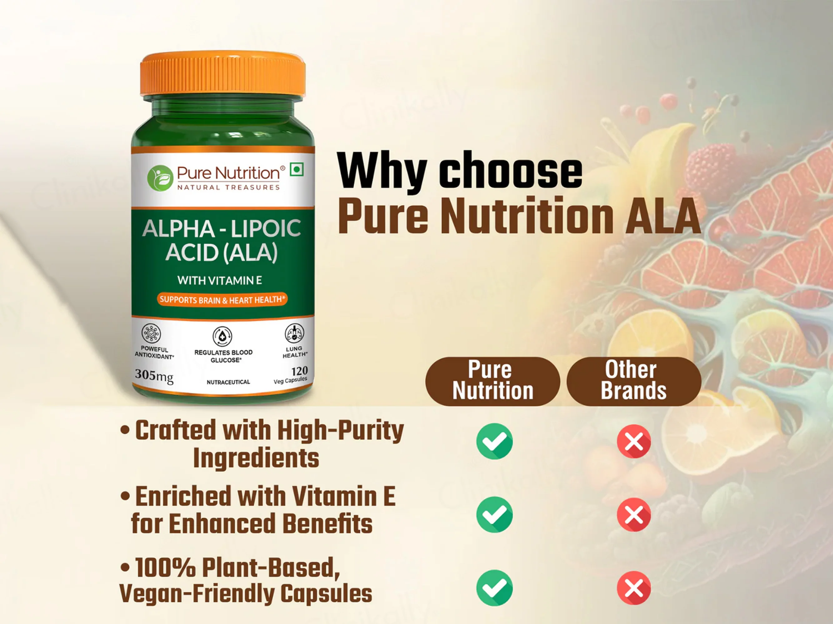 Pure Nutrition Alpha-Lipoic Acid (ALA) 305mg Veg Capsule - Image 4