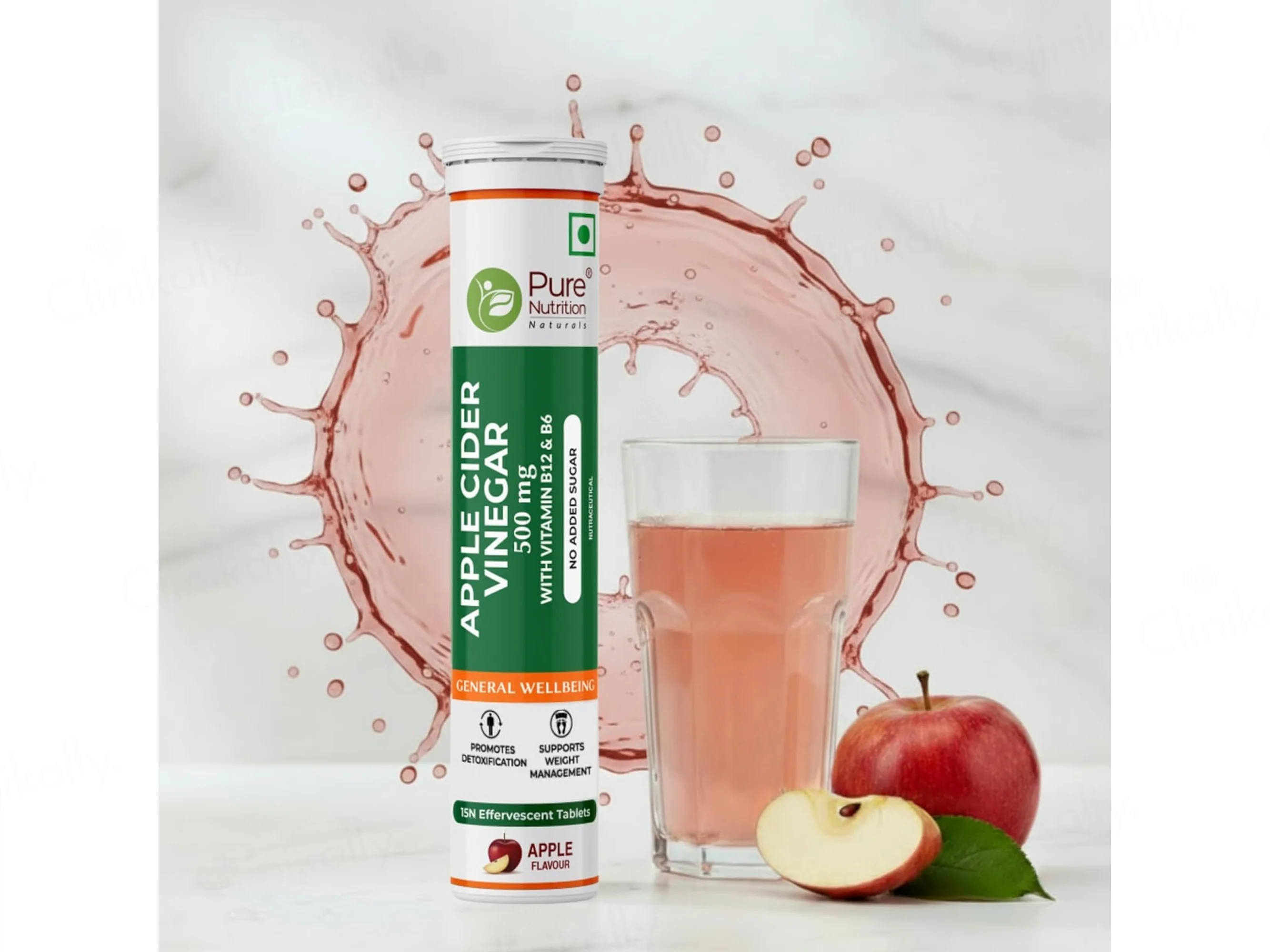 Pure Nutrition Apple Cider Vinegar 500mg Effervescent Tablet - Apple Flavour - Image 3