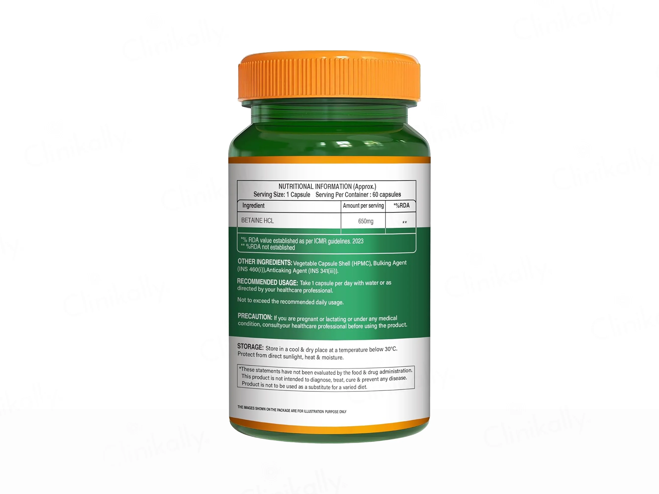 Pure Nutrition Betaine HCL 650mg Veg Capsule - Image 7