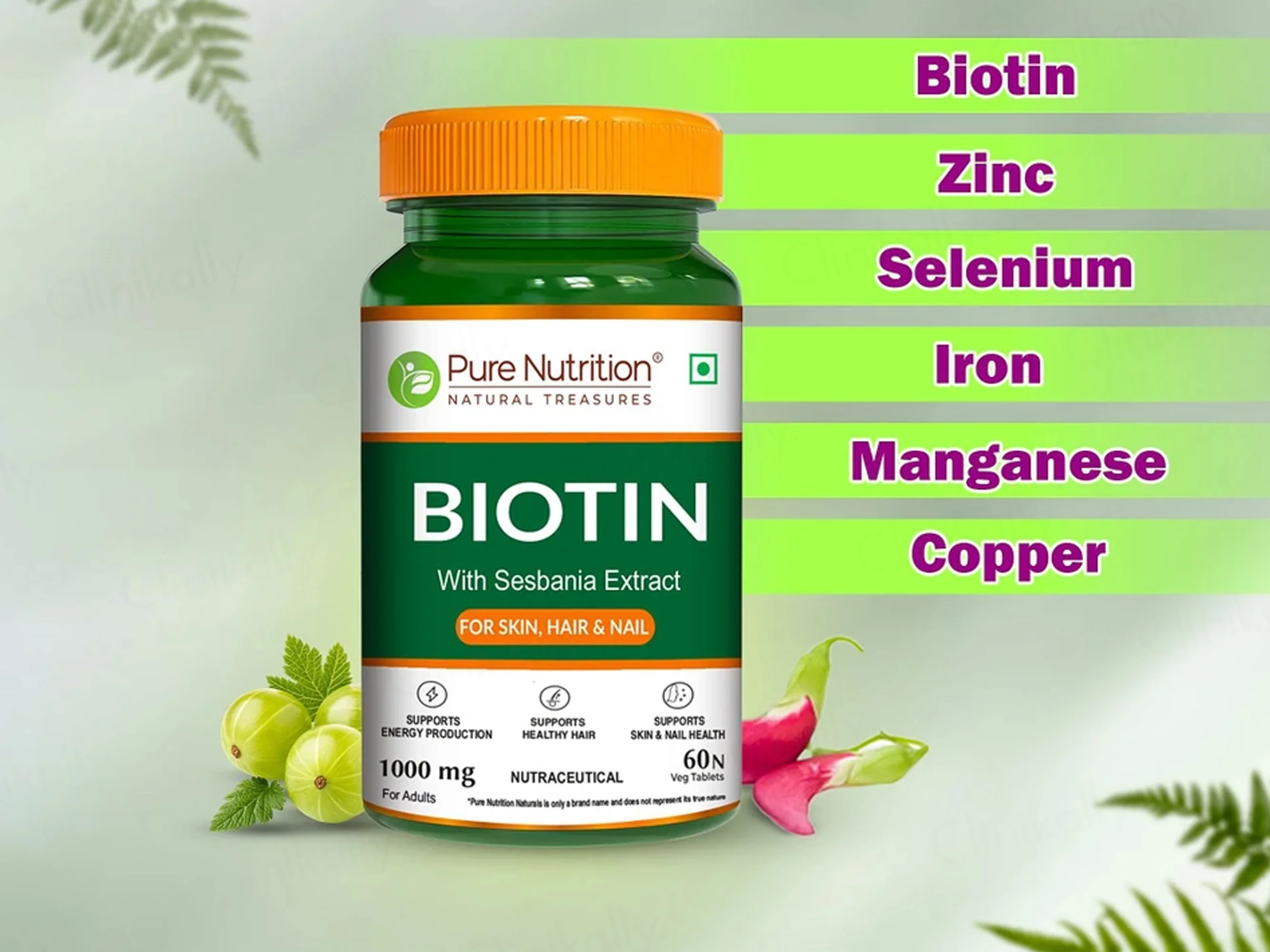 Pure Nutrition Biotin 1000mg With Sesbania Extract Veg Tablet - Image 5