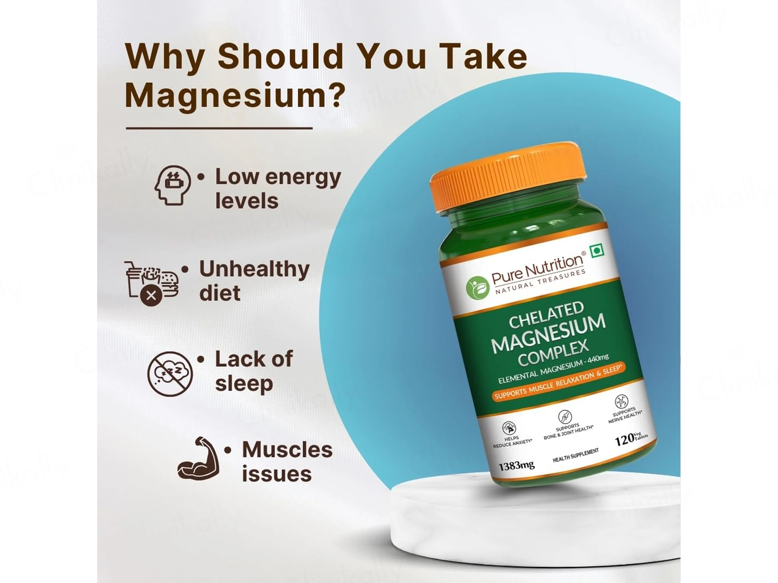 Pure Nutrition Chelated Magnesium Complex Veg Tablet - Image 3