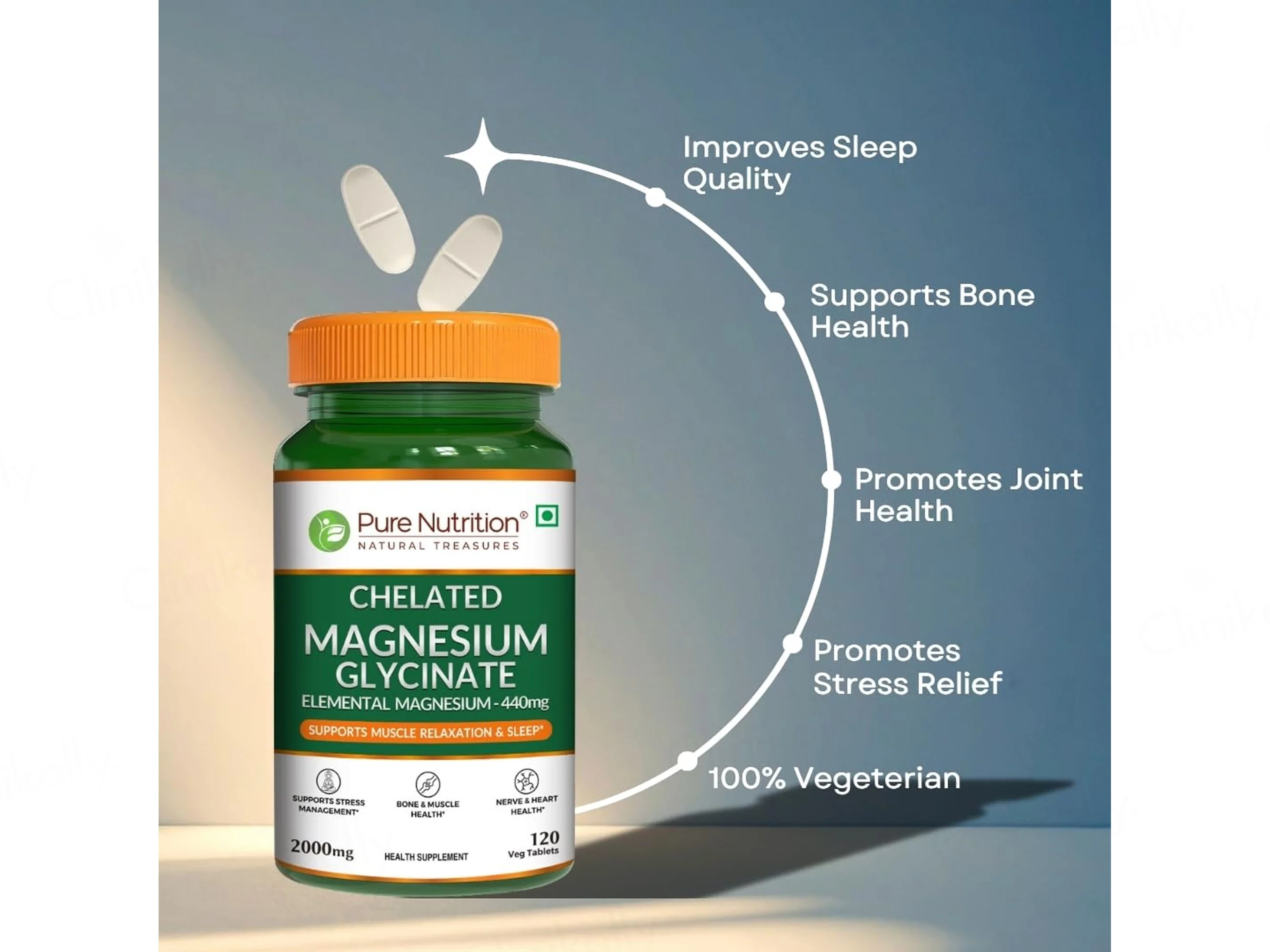 Pure Nutrition Chelated Magnesium Glycinate Veg Tablet - Image 7
