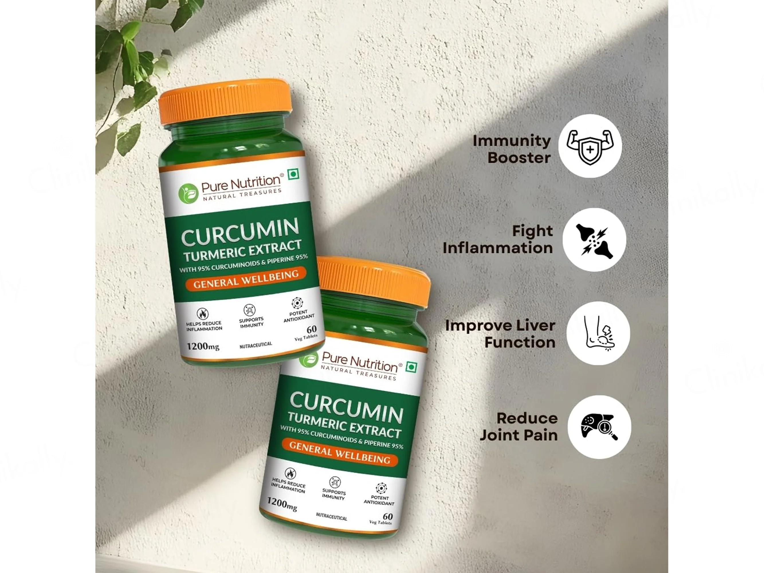 Pure Nutrition Curcumin Turmeric Extract 1200mg Veg Tablet - Image 2