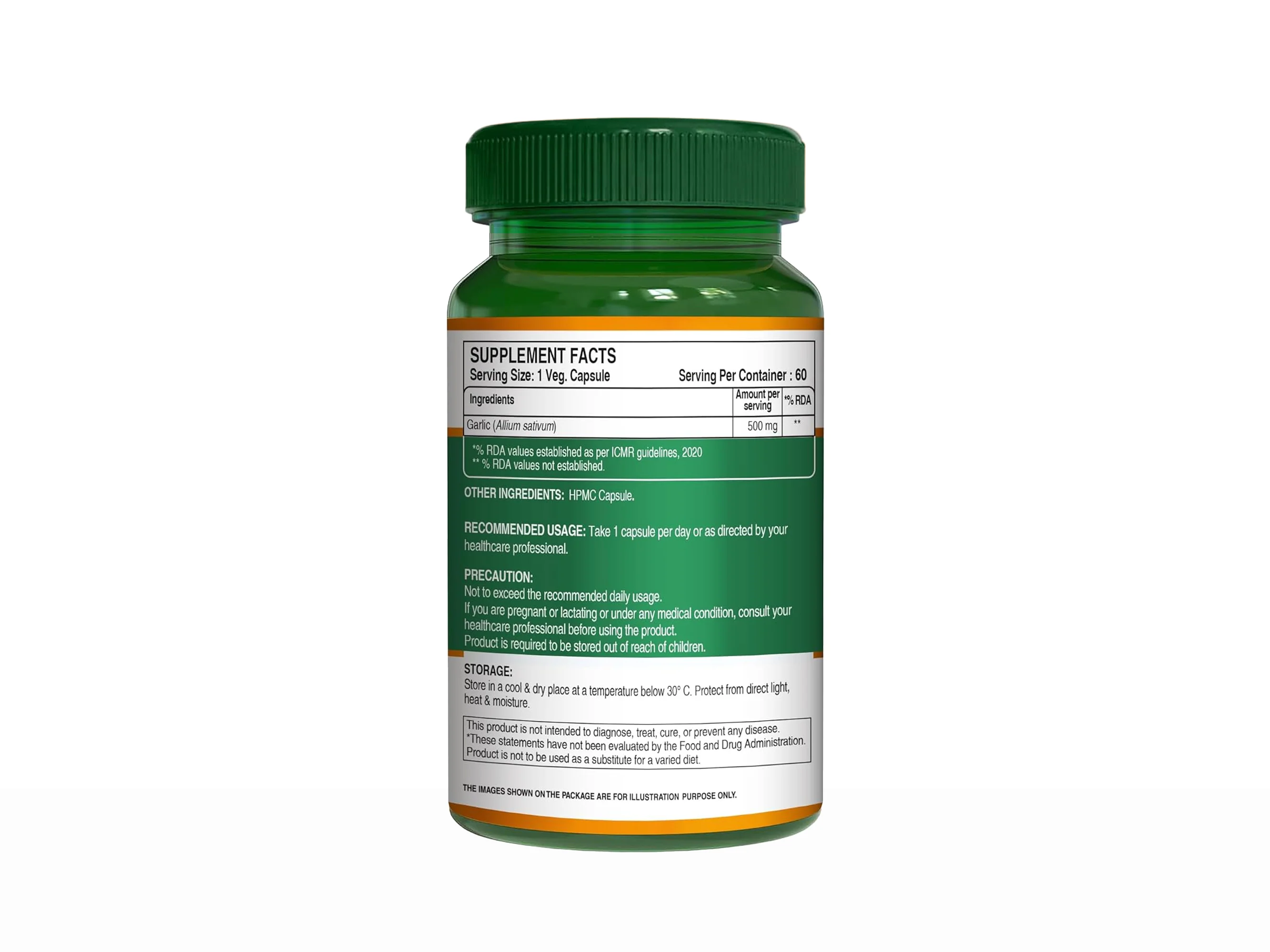 Pure Nutrition Garlic Extract (1:15) Allicin 500mg Veg Capsule - Image 2