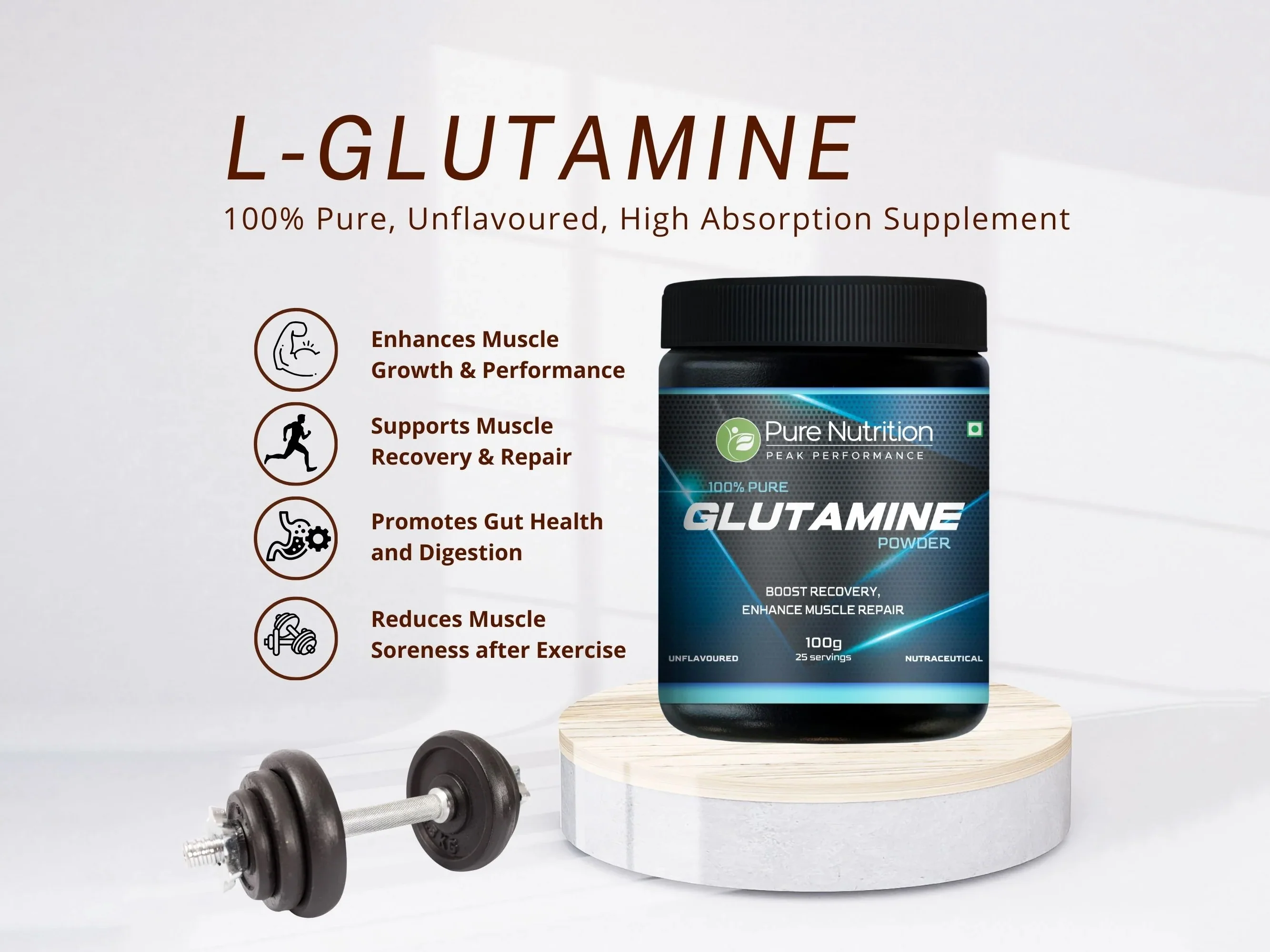 Pure Nutrition Glutamine Nutraceutical Powder - Unflavoured - Image 2