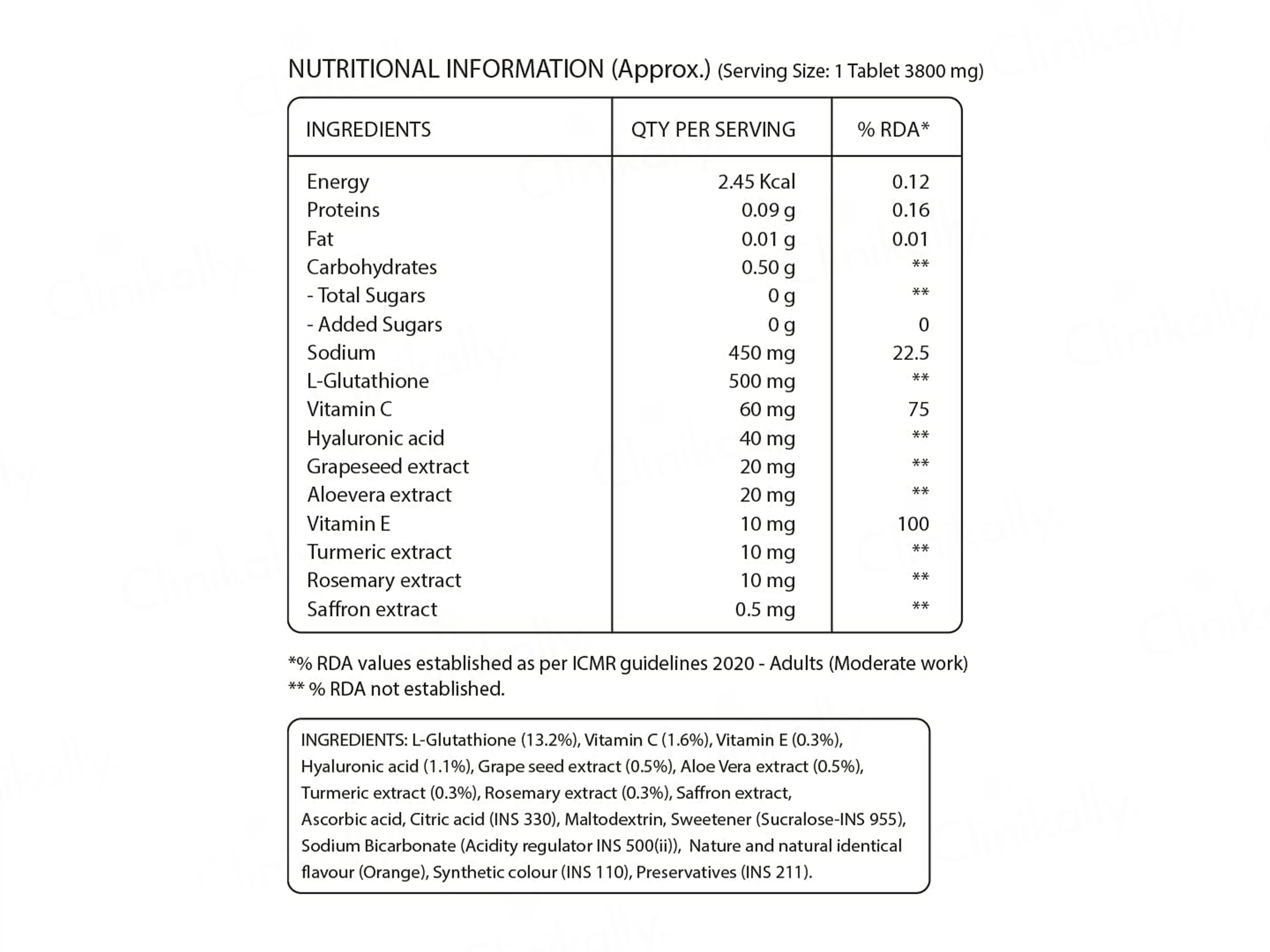 Pure Nutrition Glutathione 500mg With Vitamin C & Saffron Effervescent Tablet - Orange Flavour - Image 2