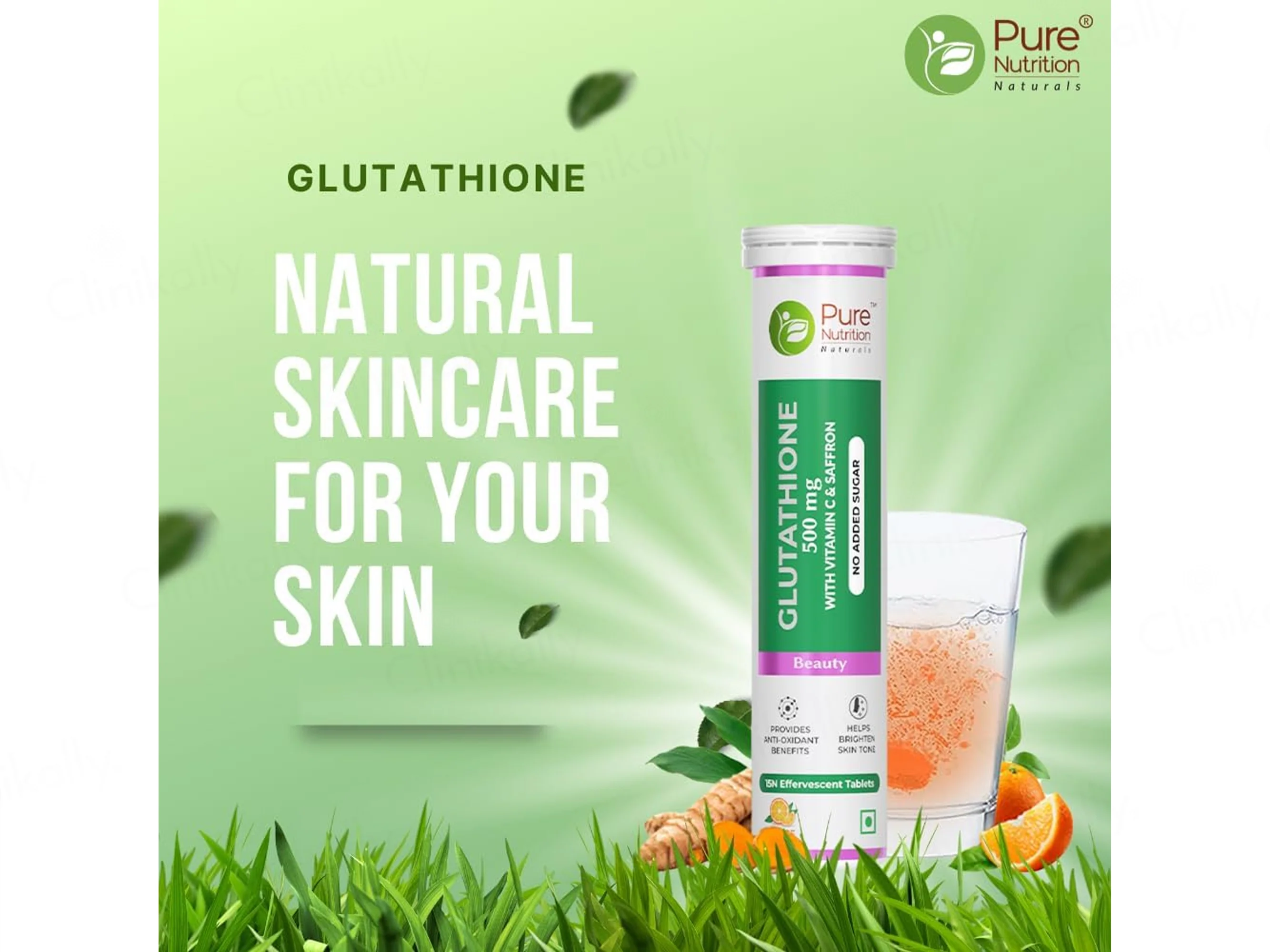 Pure Nutrition Glutathione 500mg With Vitamin C & Saffron Effervescent Tablet - Orange Flavour - Image 5