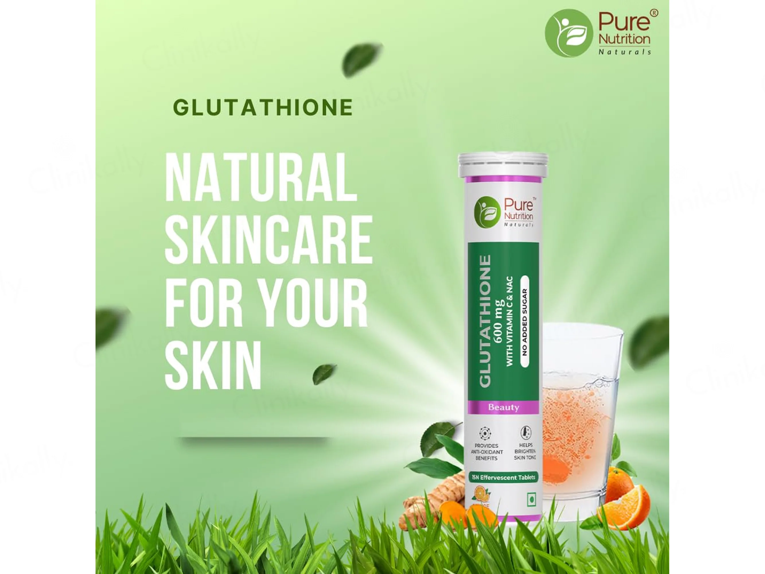 Pure Nutrition Glutathione 600mg With Vitamin C & NAC Effervescent Tablet - Orange Flavour - Image 5