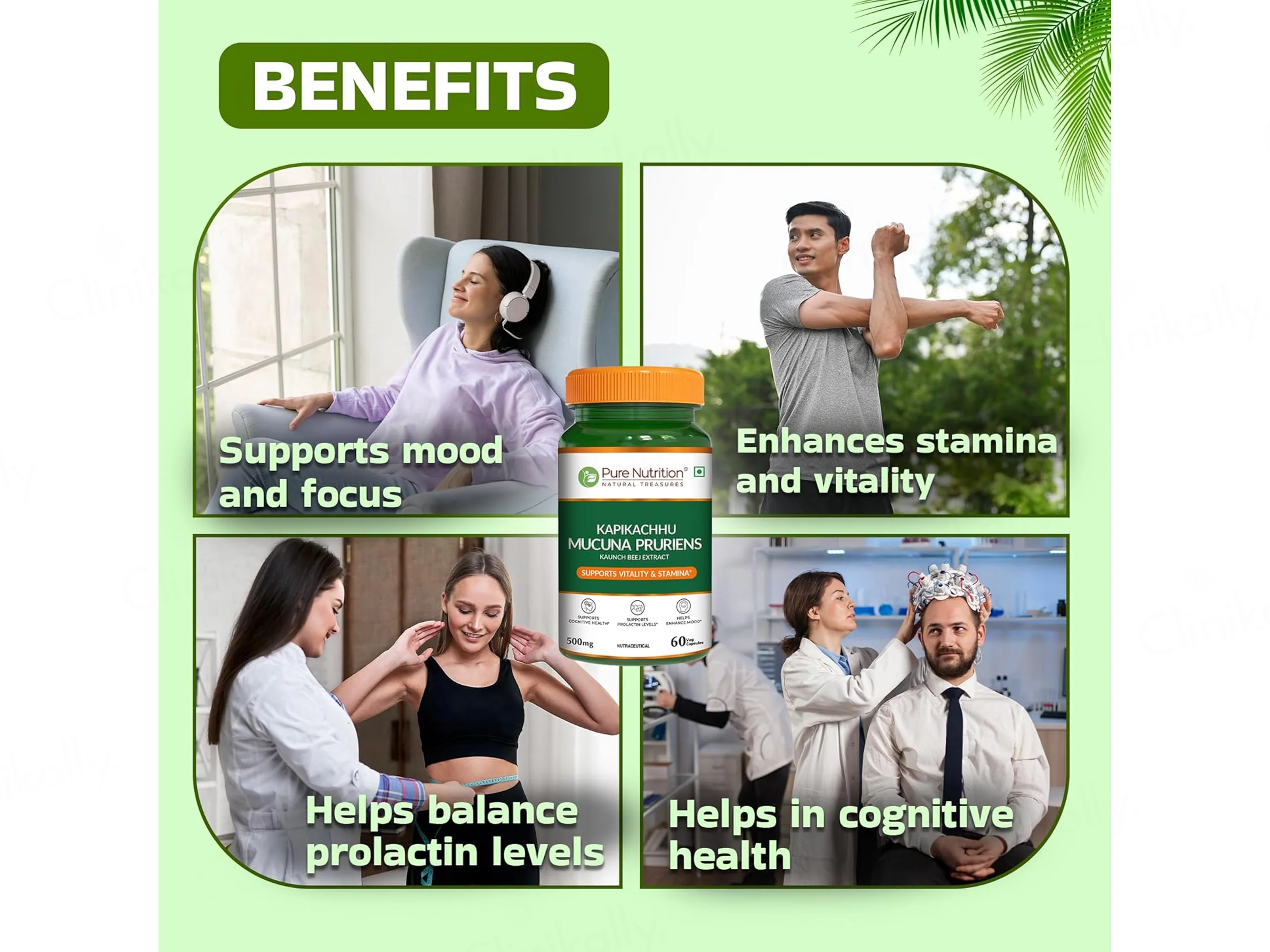 Pure Nutrition Kapikachhu Mucuna Pruriens 500mg Veg Capsule - Image 2