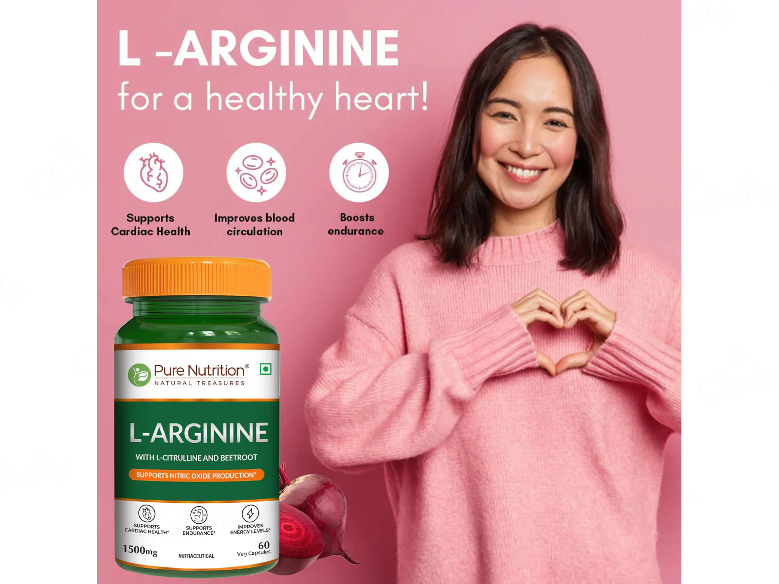 Pure Nutrition L-Arginine 1500mg Veg Capsule - Image 4