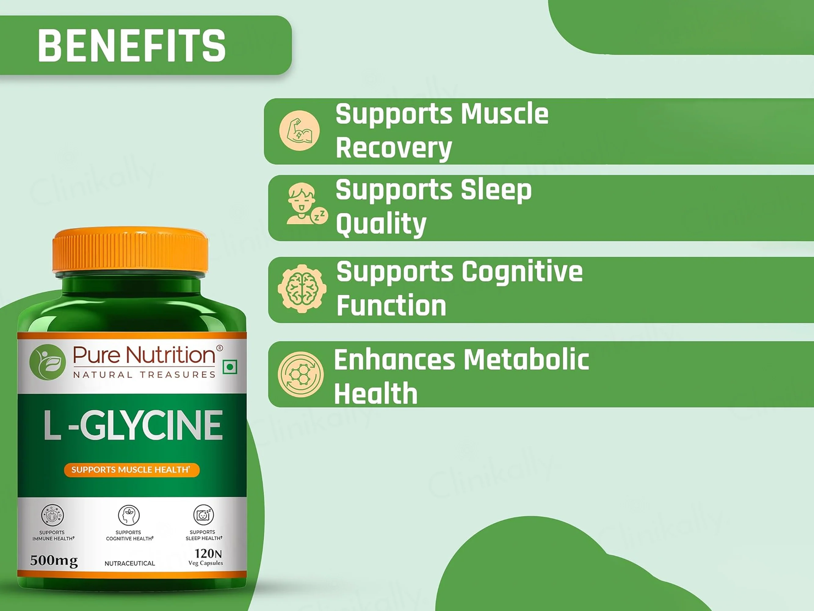 Pure Nutrition L-Glycine 500mg Veg Capsule - Image 2