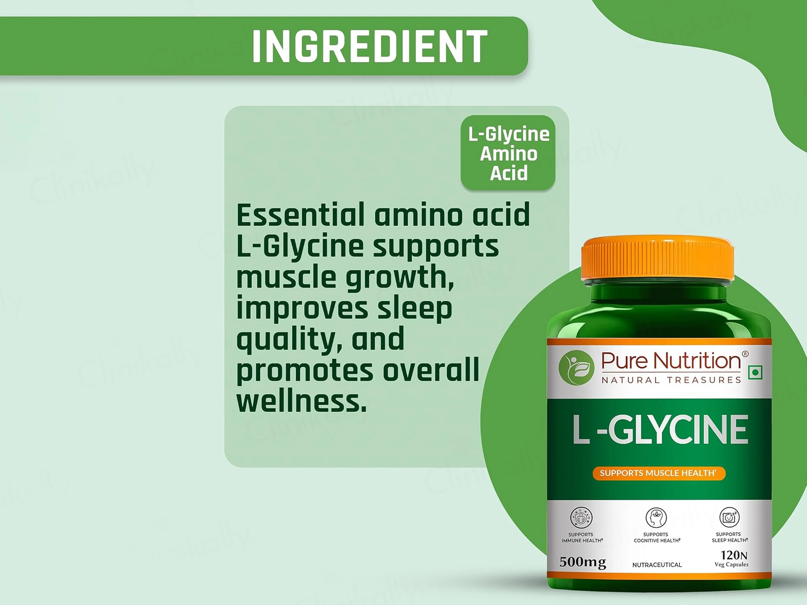 Pure Nutrition L-Glycine 500mg Veg Capsule - Image 3