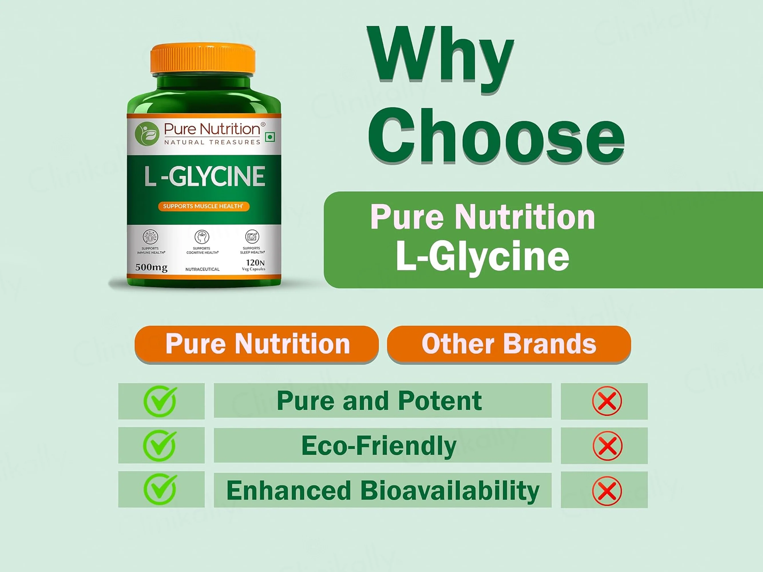 Pure Nutrition L-Glycine 500mg Veg Capsule - Image 4