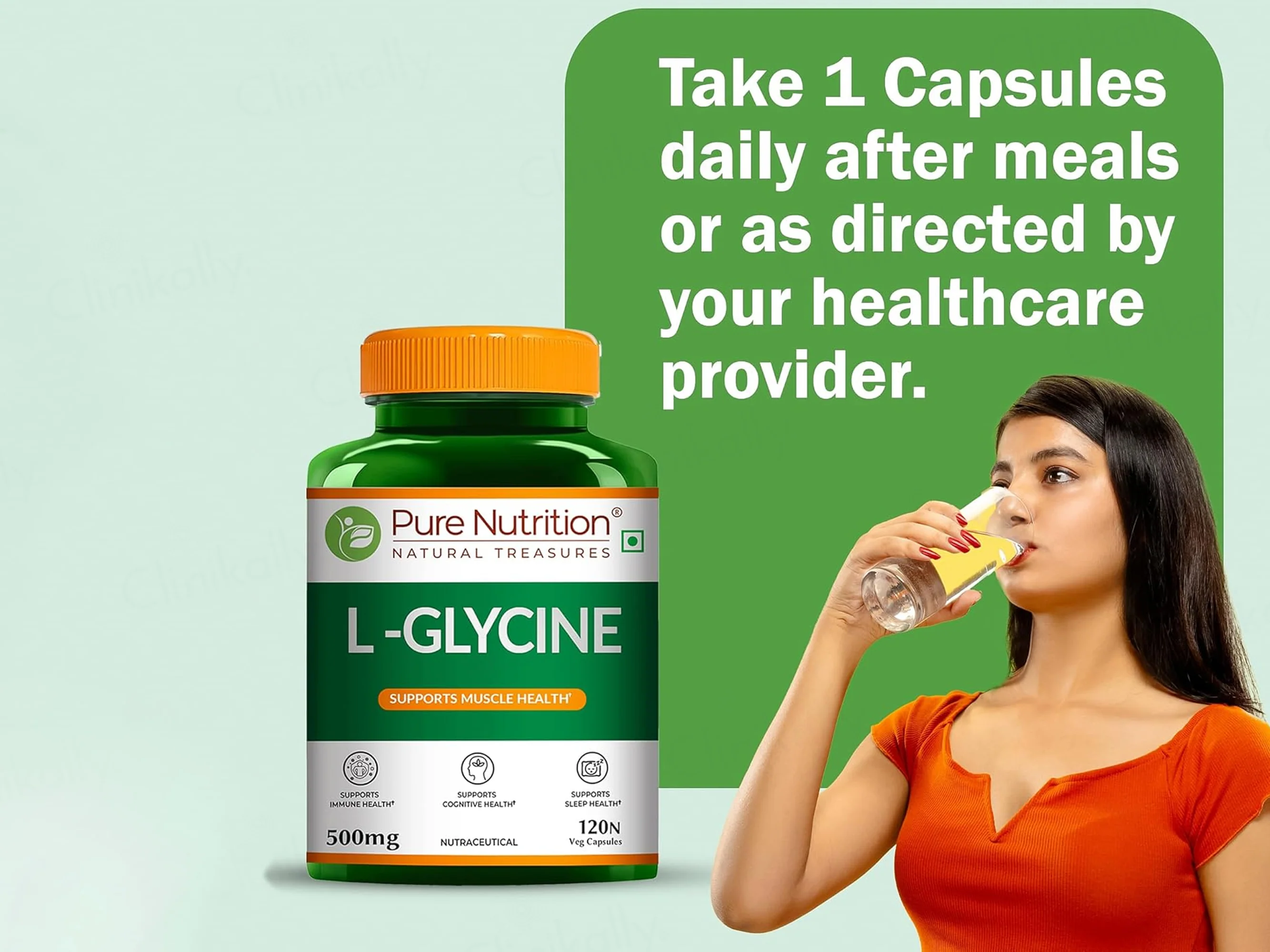 Pure Nutrition L-Glycine 500mg Veg Capsule - Image 5