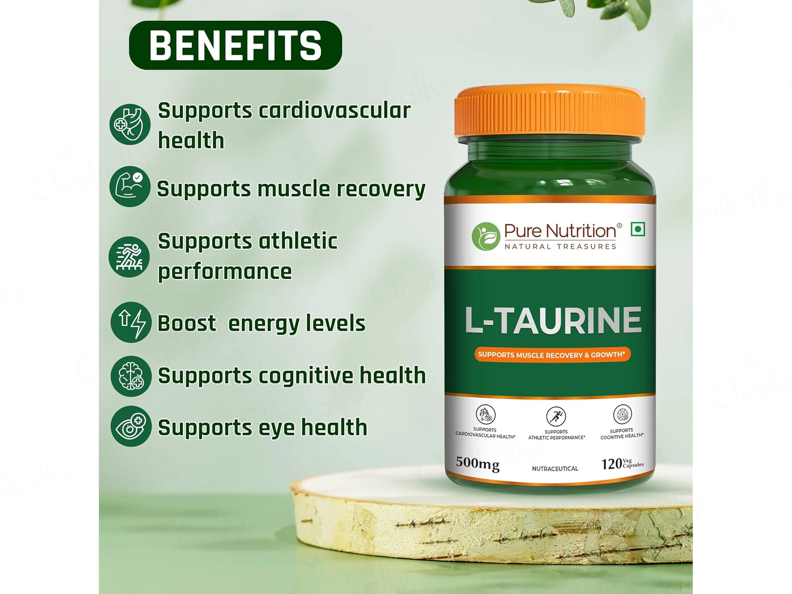 Pure Nutrition L-Taurine 500mg Veg Capsule - Image 3