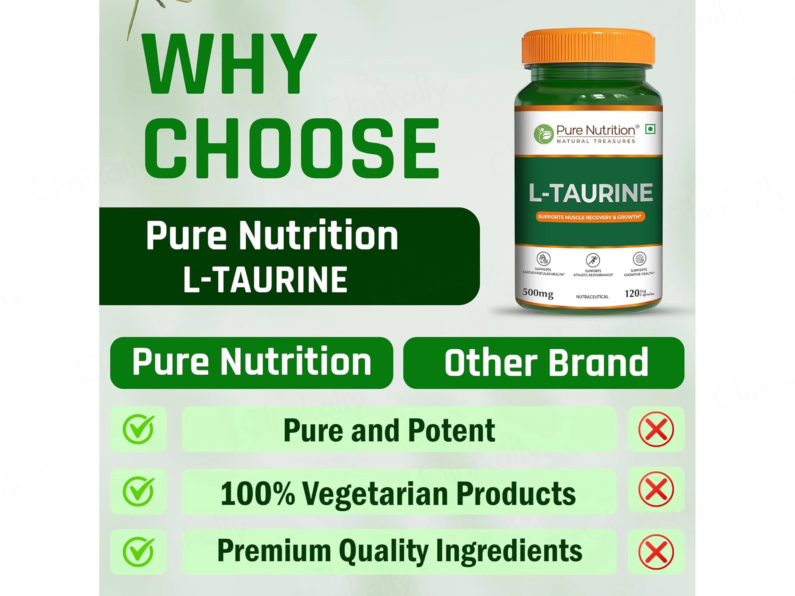 Pure Nutrition L-Taurine 500mg Veg Capsule - Image 6