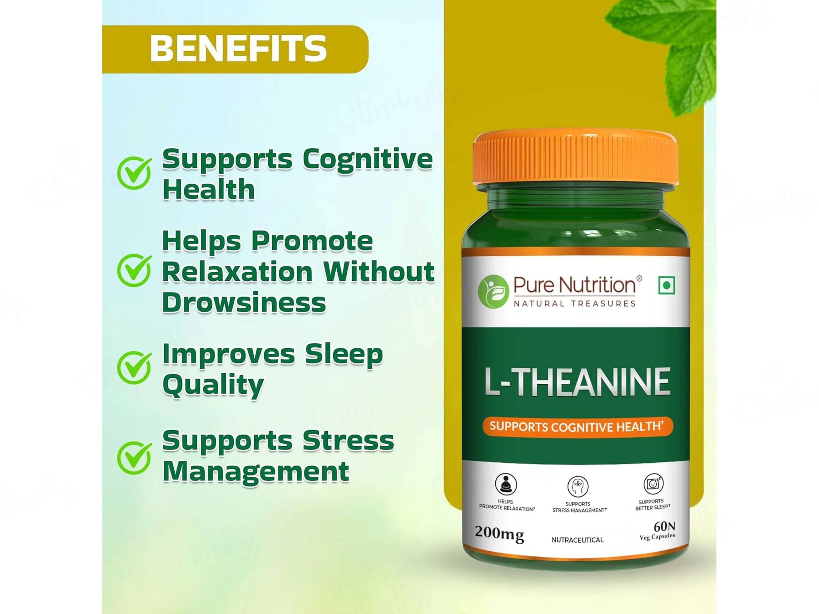 Pure Nutrition L-Theanine 200mg Veg Capsule - Image 2
