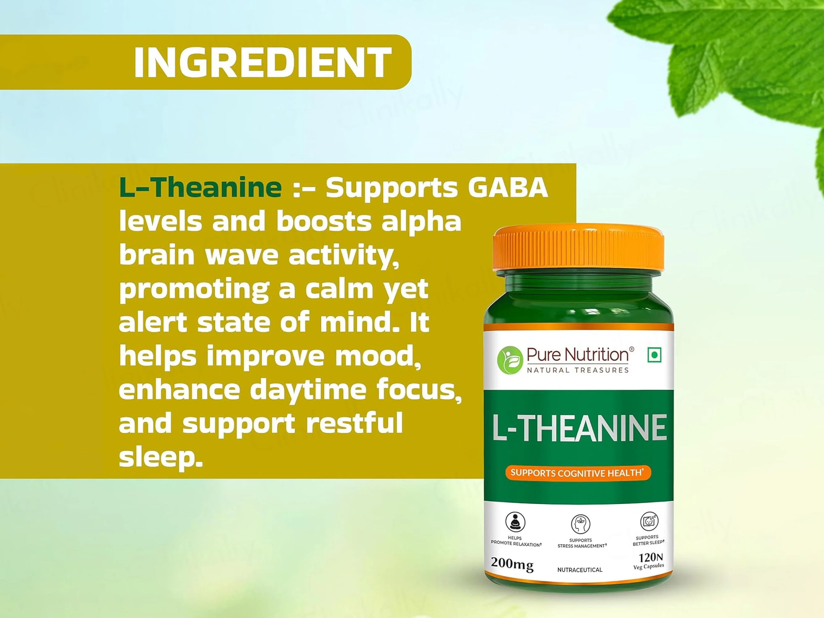 Pure Nutrition L-Theanine 200mg Veg Capsule - Image 5