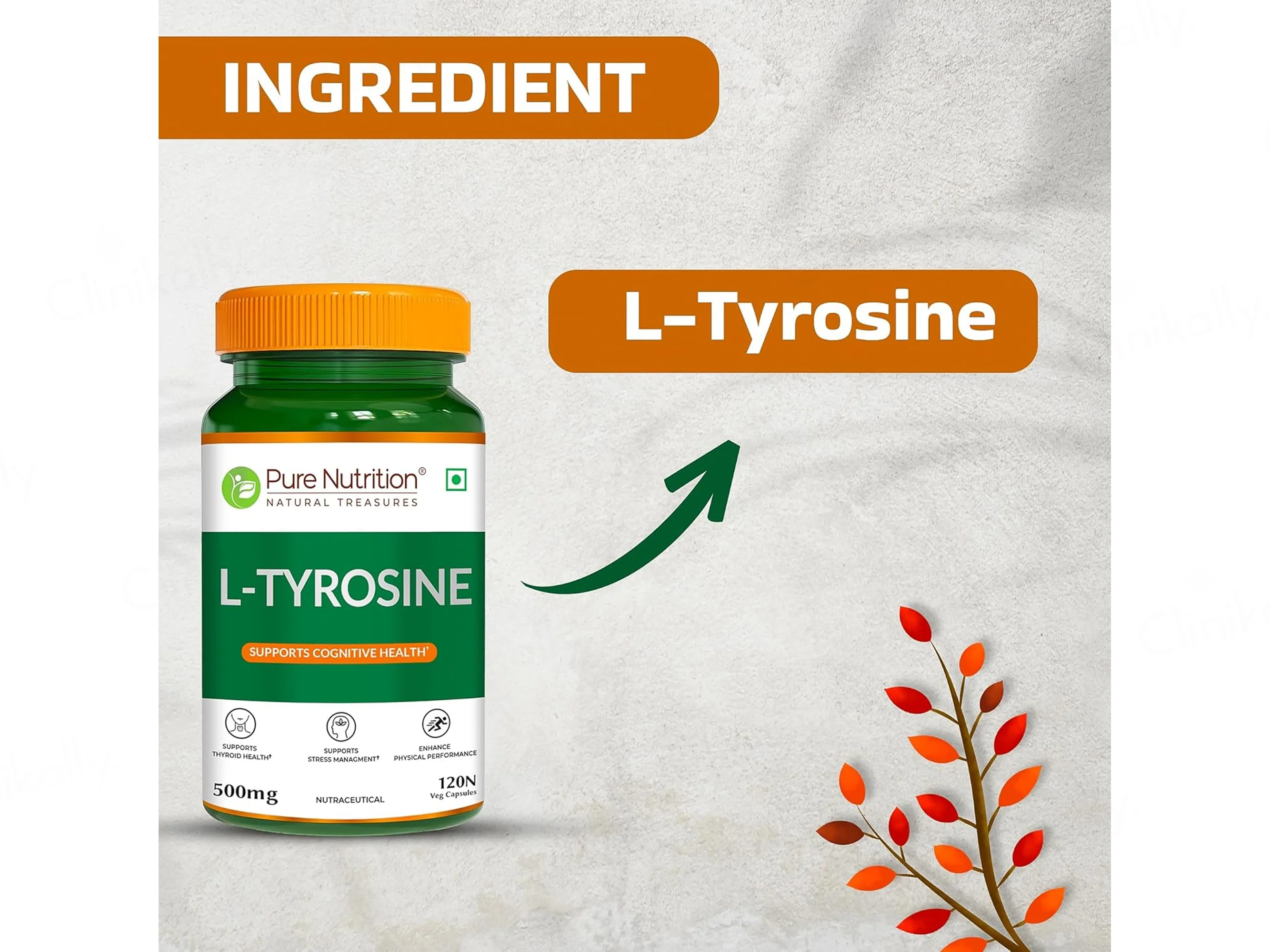 Pure Nutrition L-Tyrosine 500mg Veg Capsule - Image 2