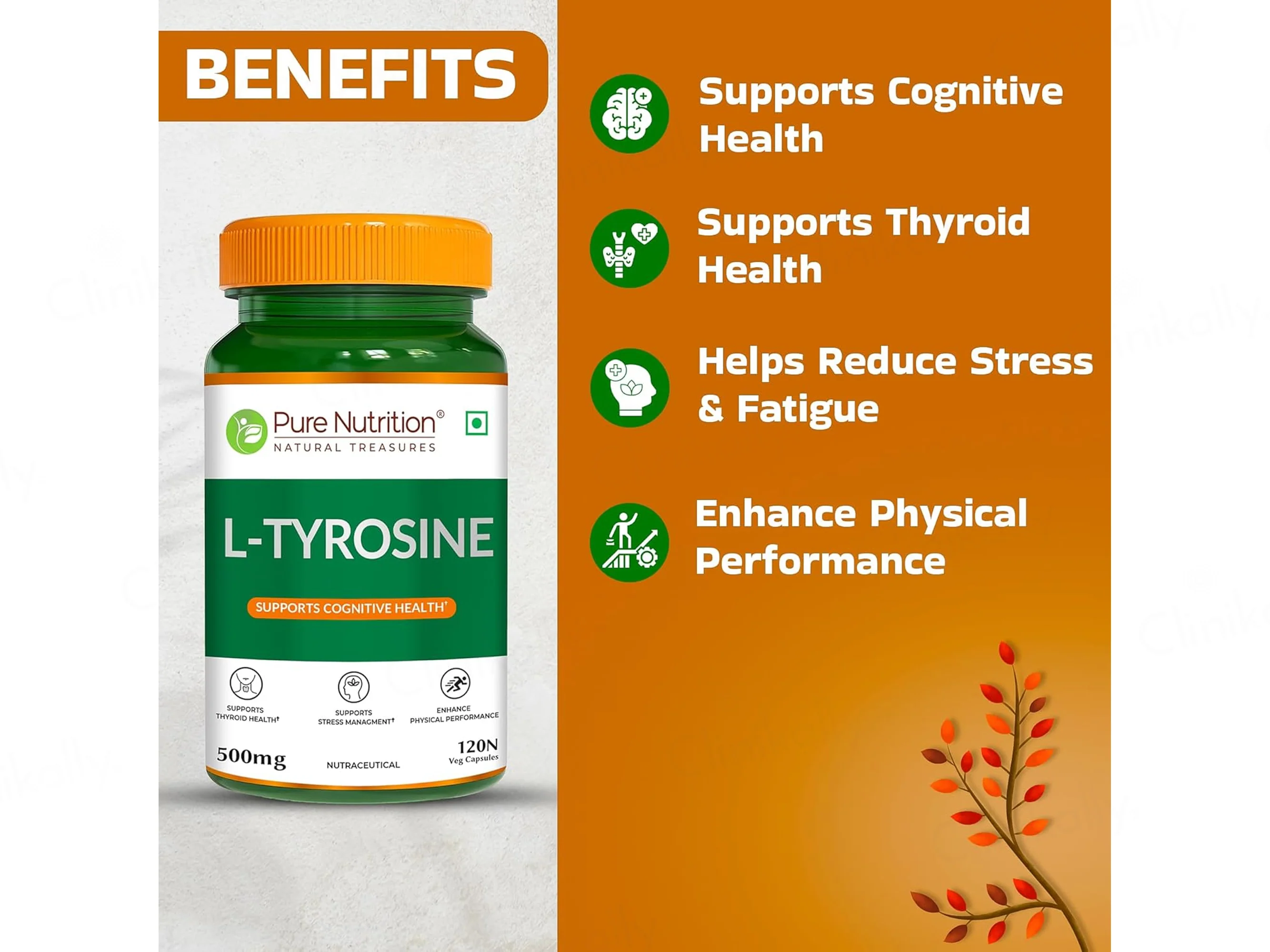 Pure Nutrition L-Tyrosine 500mg Veg Capsule - Image 3