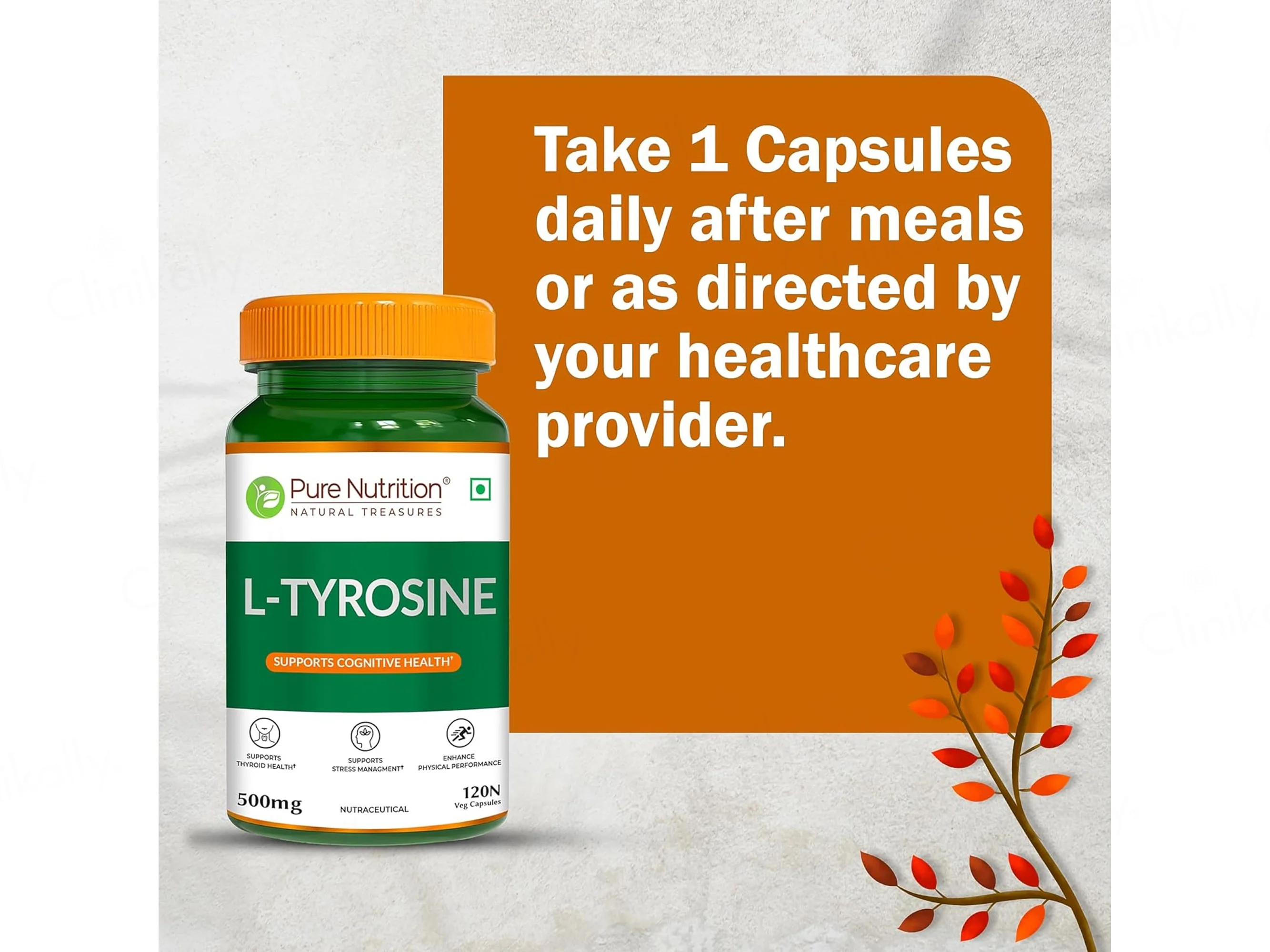 Pure Nutrition L-Tyrosine 500mg Veg Capsule - Image 4