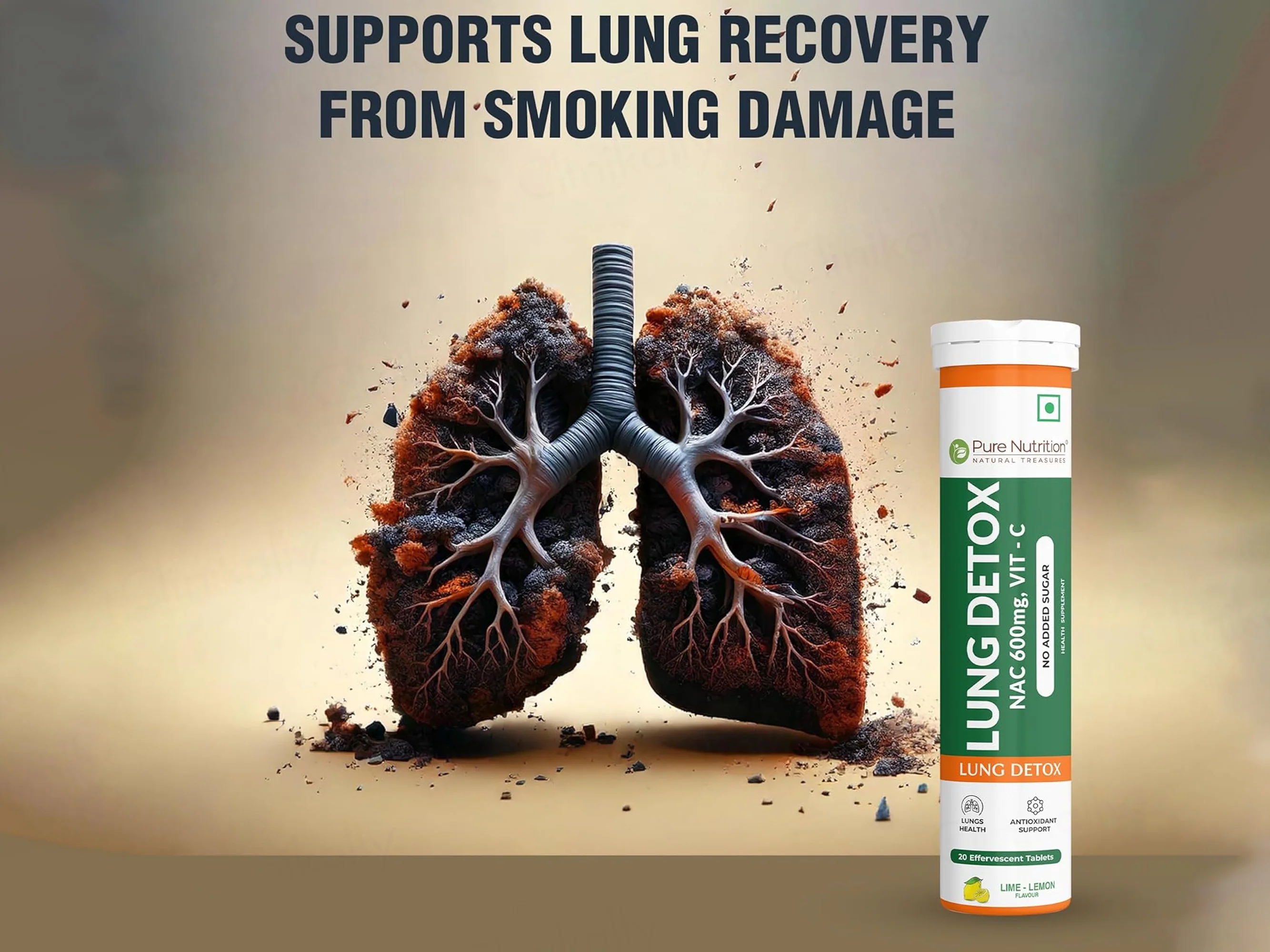 Pure Nutrition Lung Detox Effervescent Tablet - Lime Lemon Flavour - Image 5