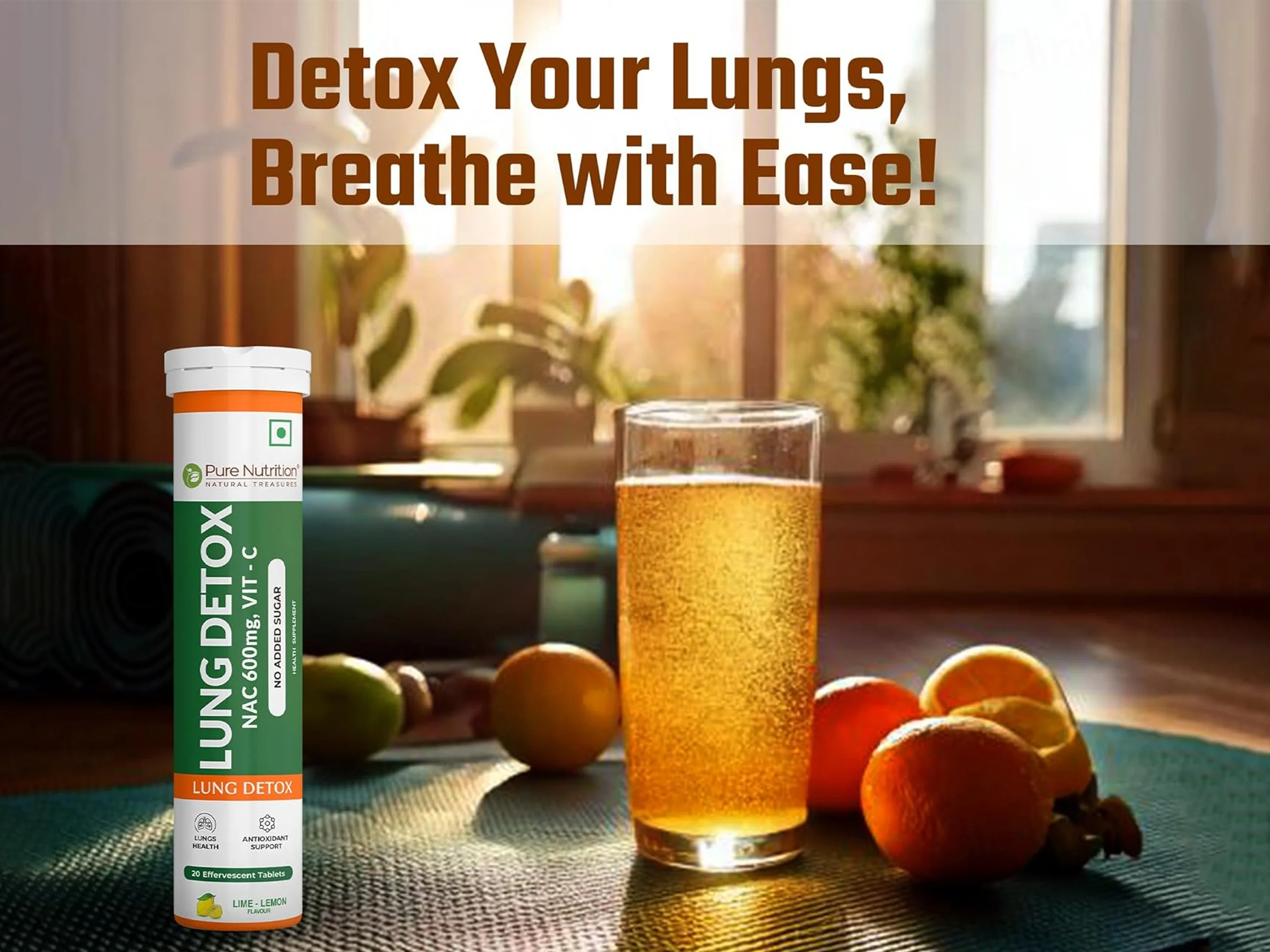 Pure Nutrition Lung Detox Effervescent Tablet - Lime Lemon Flavour - Image 6