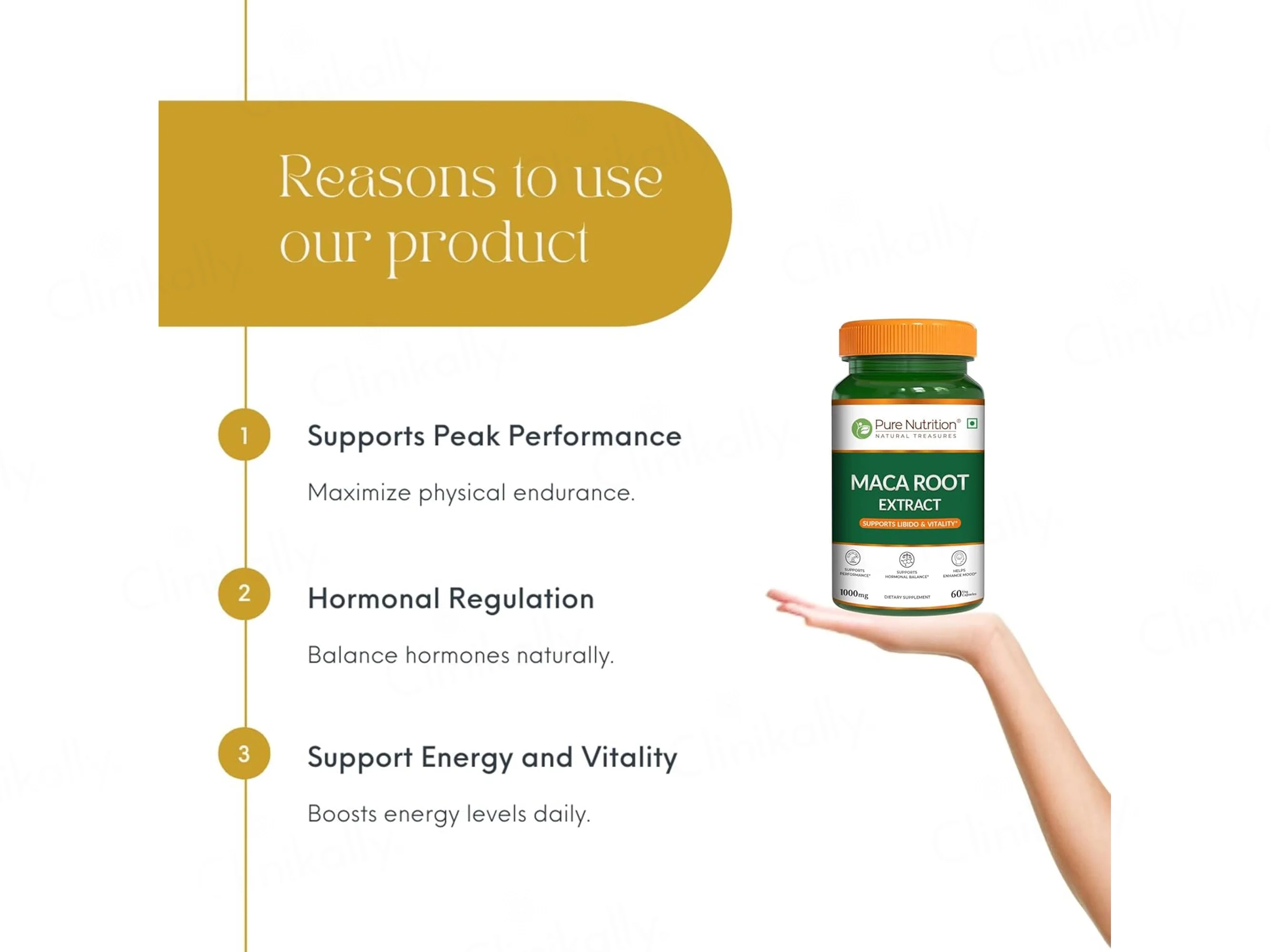 Pure Nutrition Maca Root Veg Extract 1000mg Capsule - Image 2