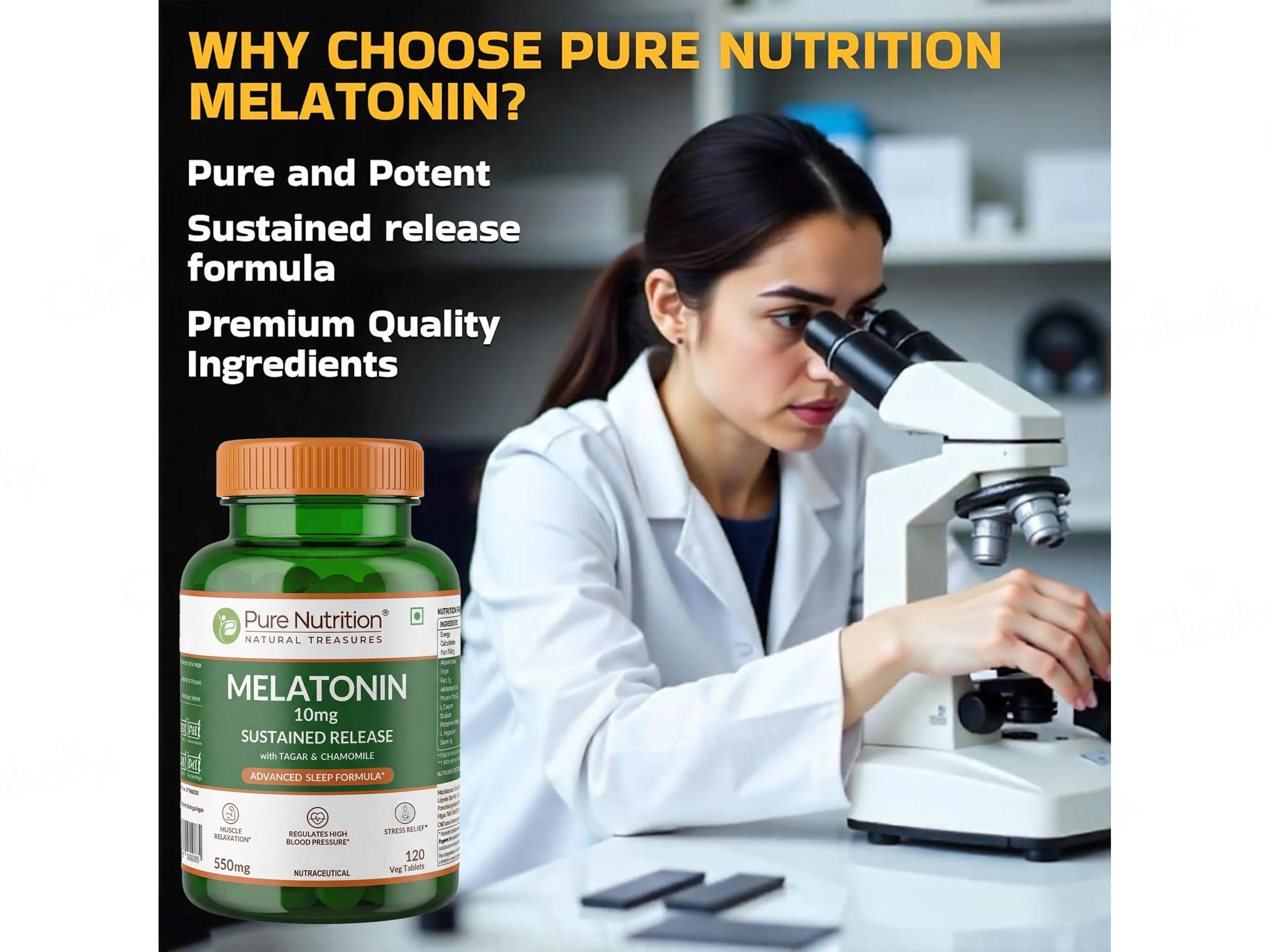 Pure Nutrition Melatonin 10mg + Tagar 250mg & Chamomile Sleep Tablet - Image 6