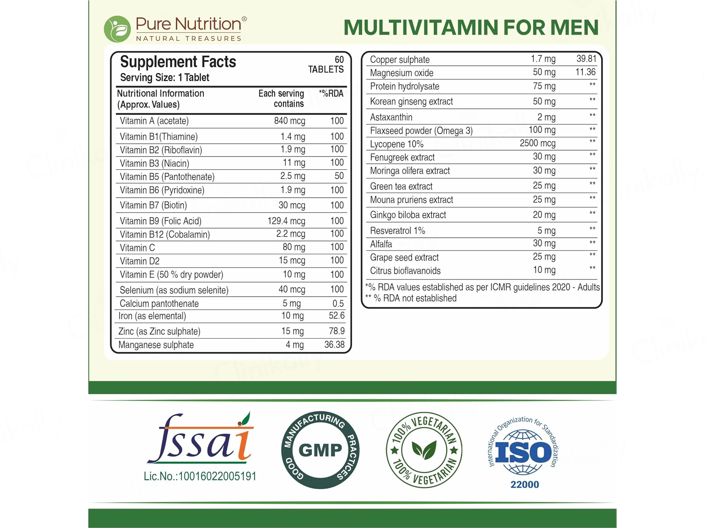 Pure Nutrition Multivitamin Veg Tablet For Men - Image 15